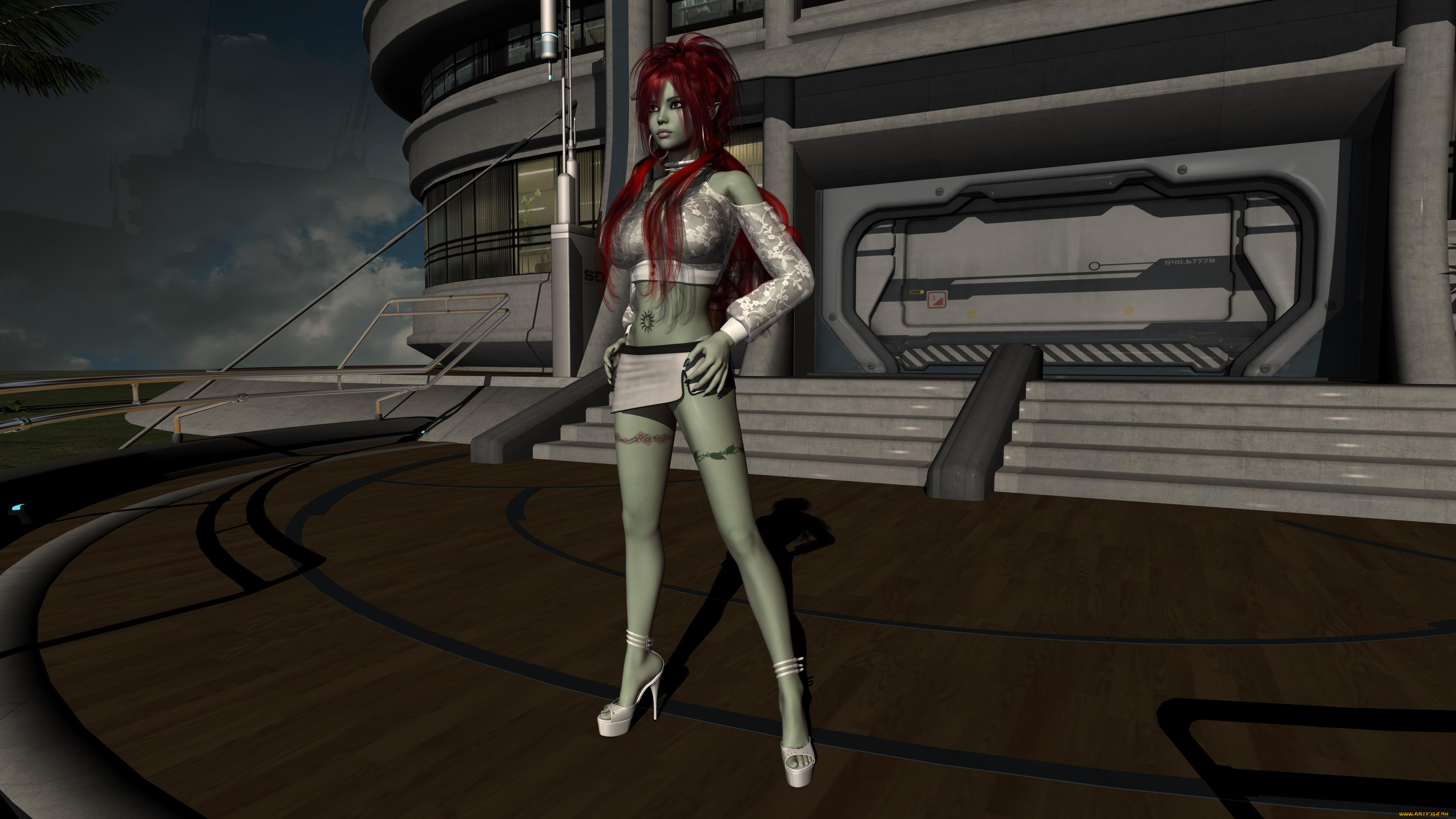 3д, графика, существа, , creatures, фон, взгляд, девушка