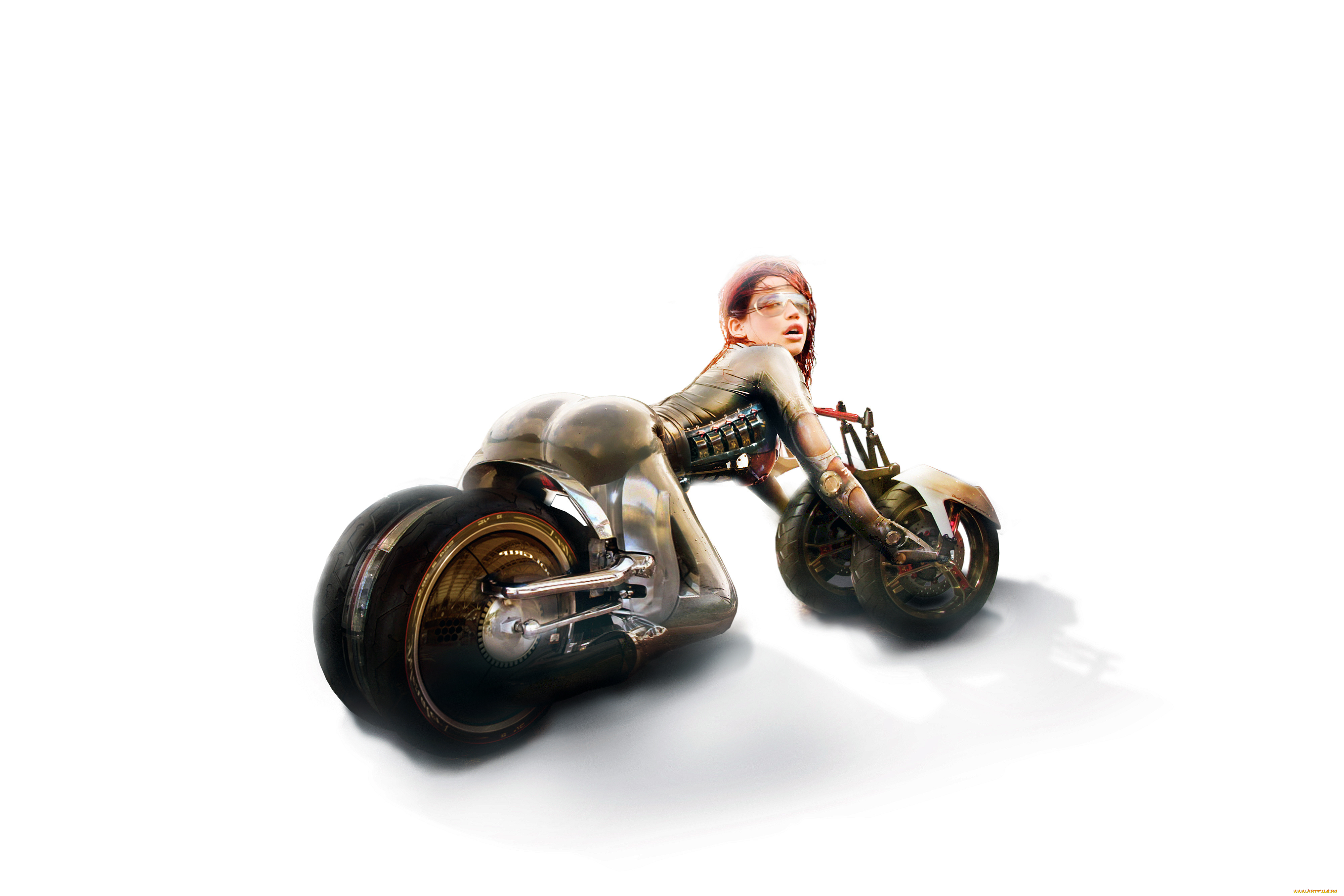 фэнтези, роботы, , киборги, , механизмы, девушка, фон, взгляд, квадроцикл