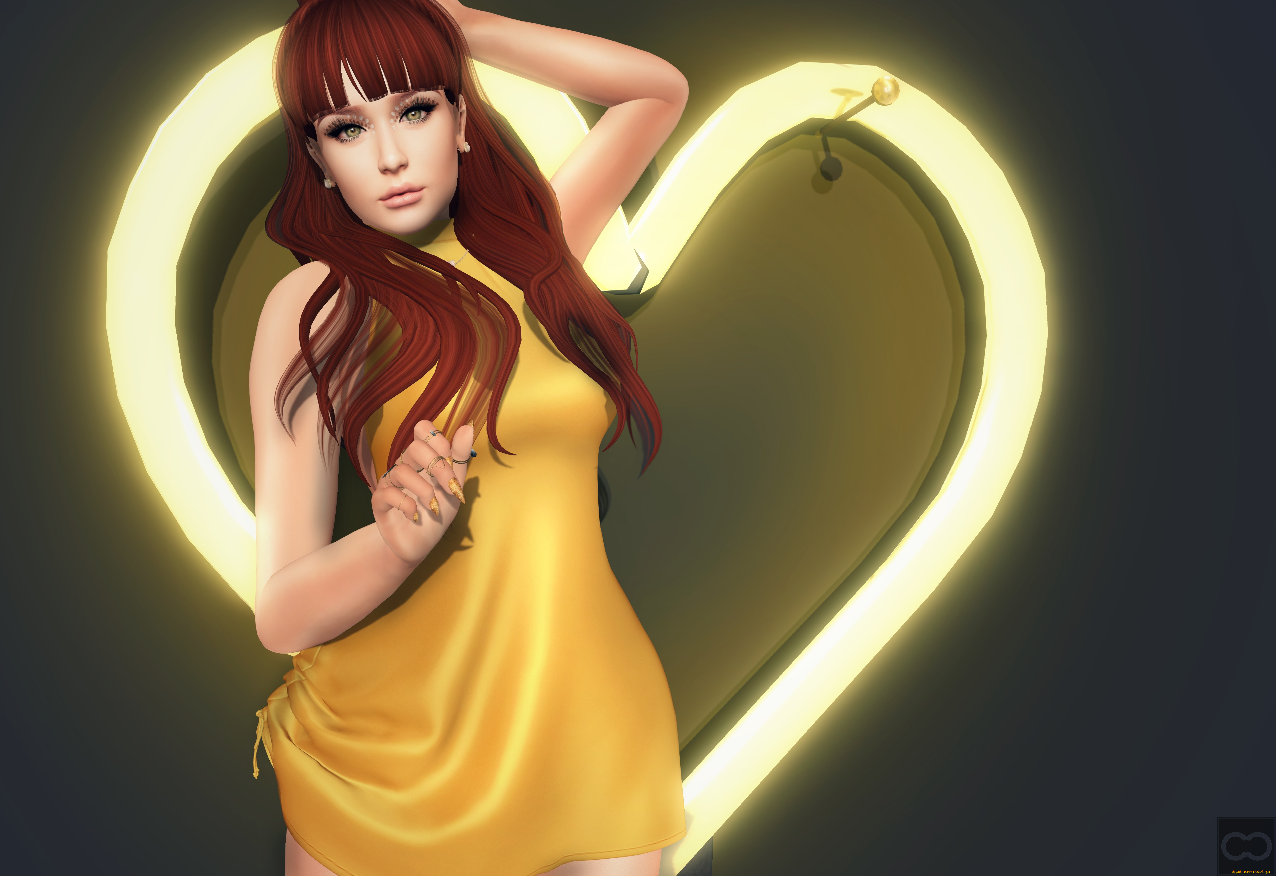 3д, графика, люди, , people, девушка, взгляд, фон