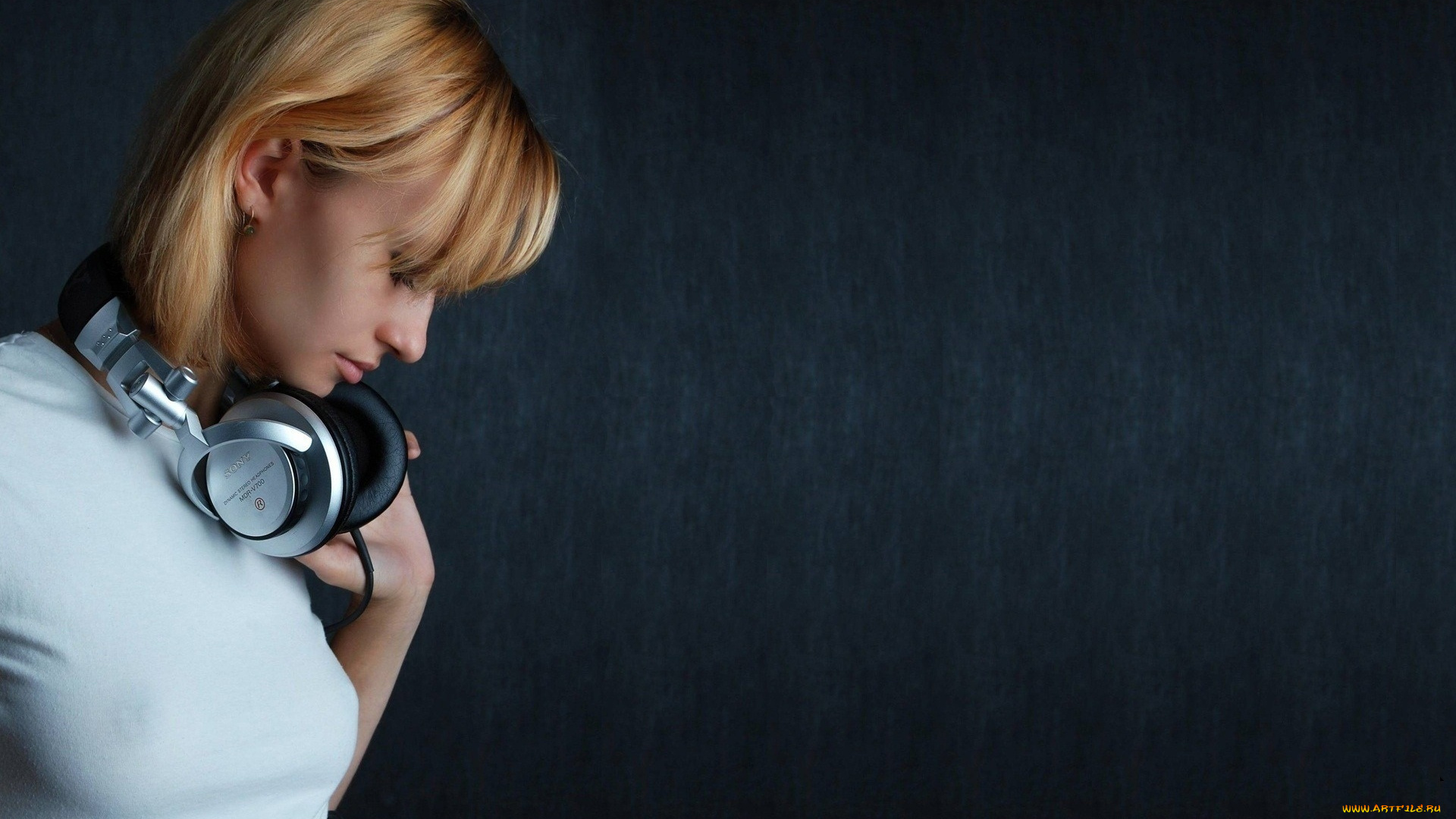 музыка, -другое, девушка, профиль, наушники