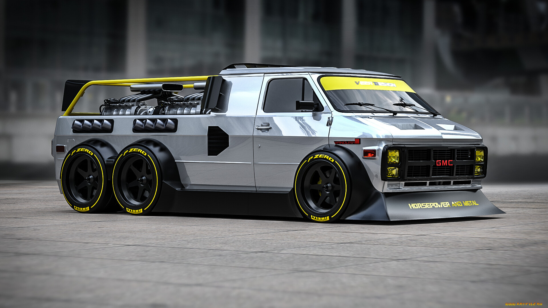 gmc, автомобили, 3д, крутой, гоночный, футуристический, автомобиль, да, и, монстр, на, колёсах
