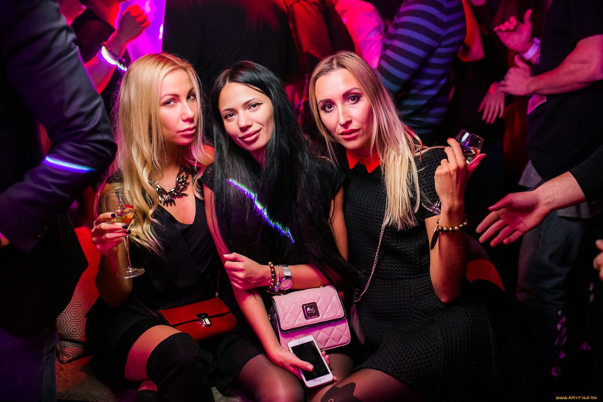 девушки, -, группа, девушек, красивая, девушка, ночной, клуб