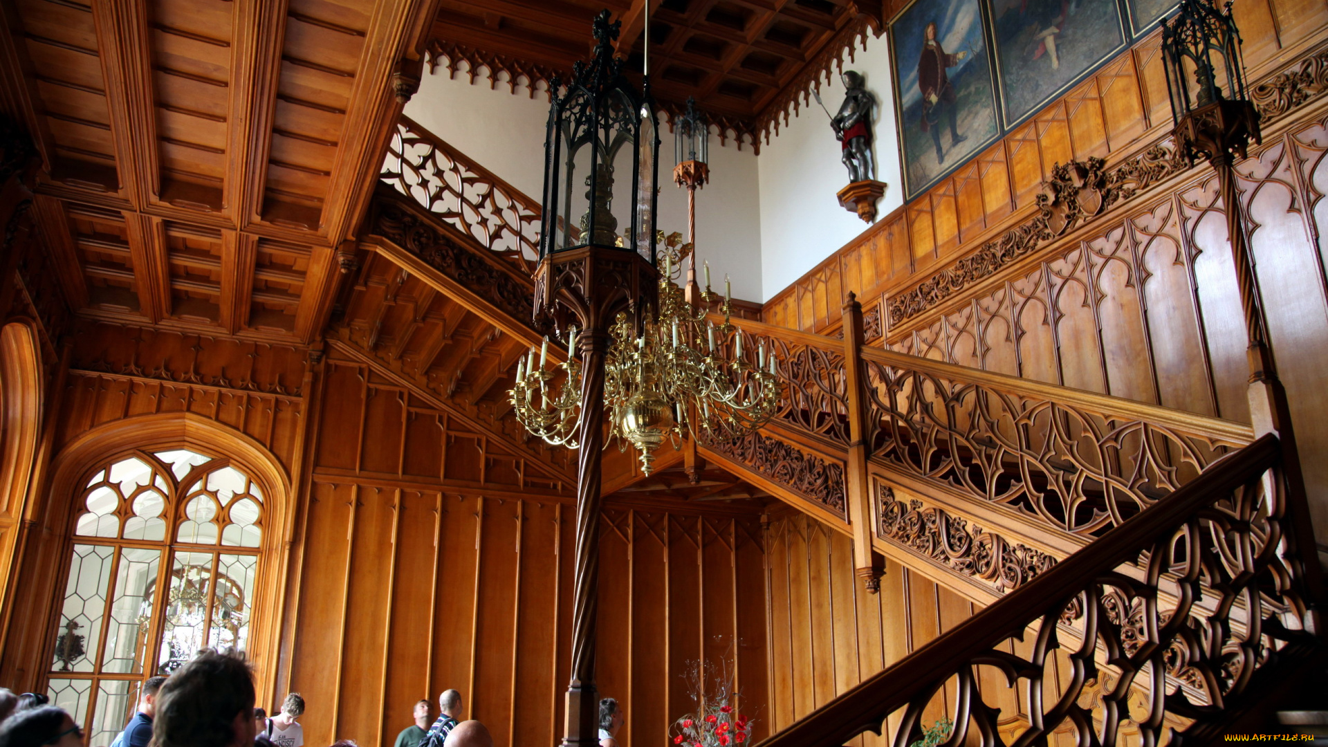 интерьер, холлы, , лестницы, , корридоры, замок, люстра, лестница