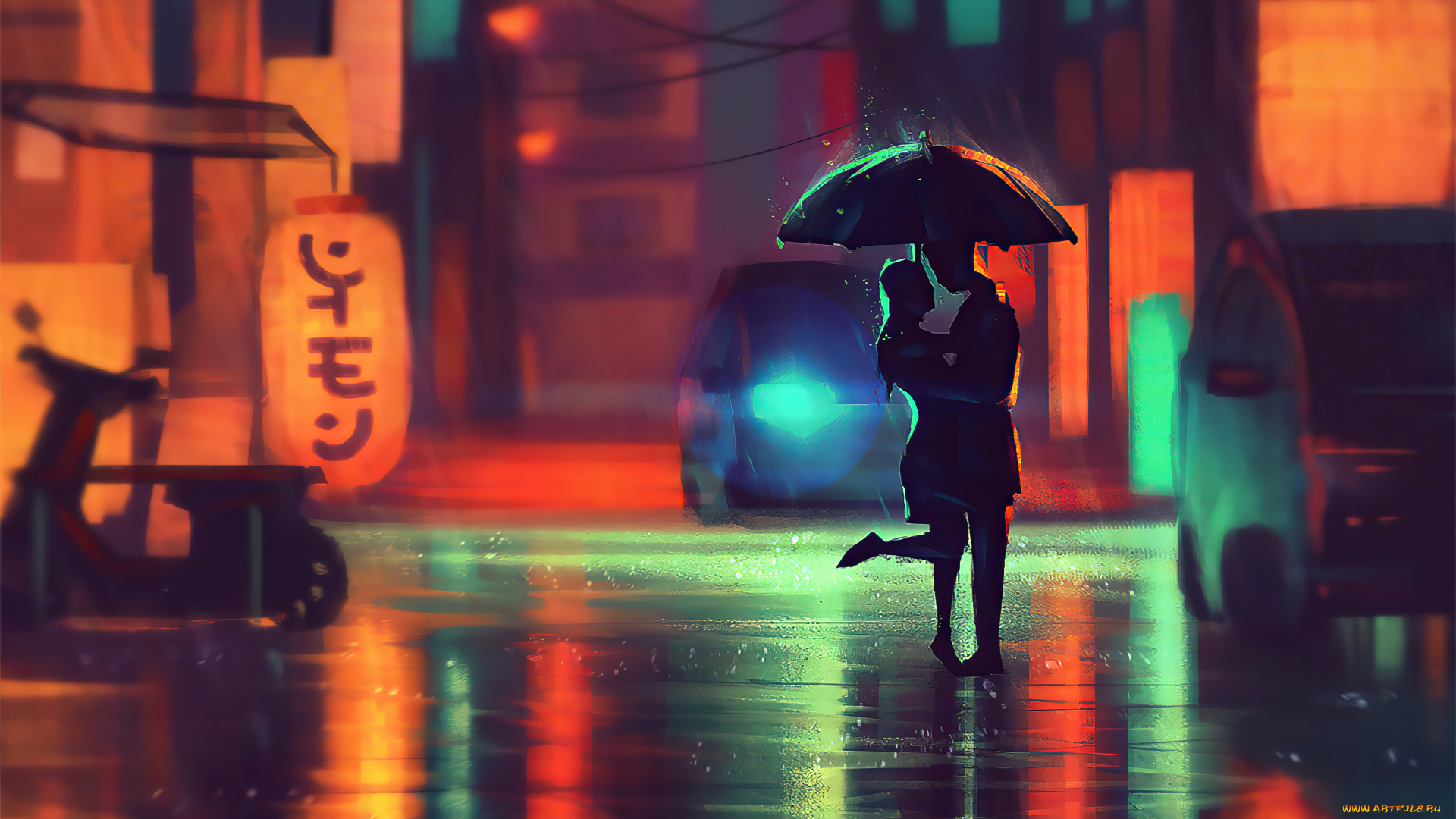 векторная, графика, люди, , people, reindeer, deer, minimalist, artist, artwork, digital, art, сладкая, парочка, силуэт, ночь, двое, зонт, дождь, азия