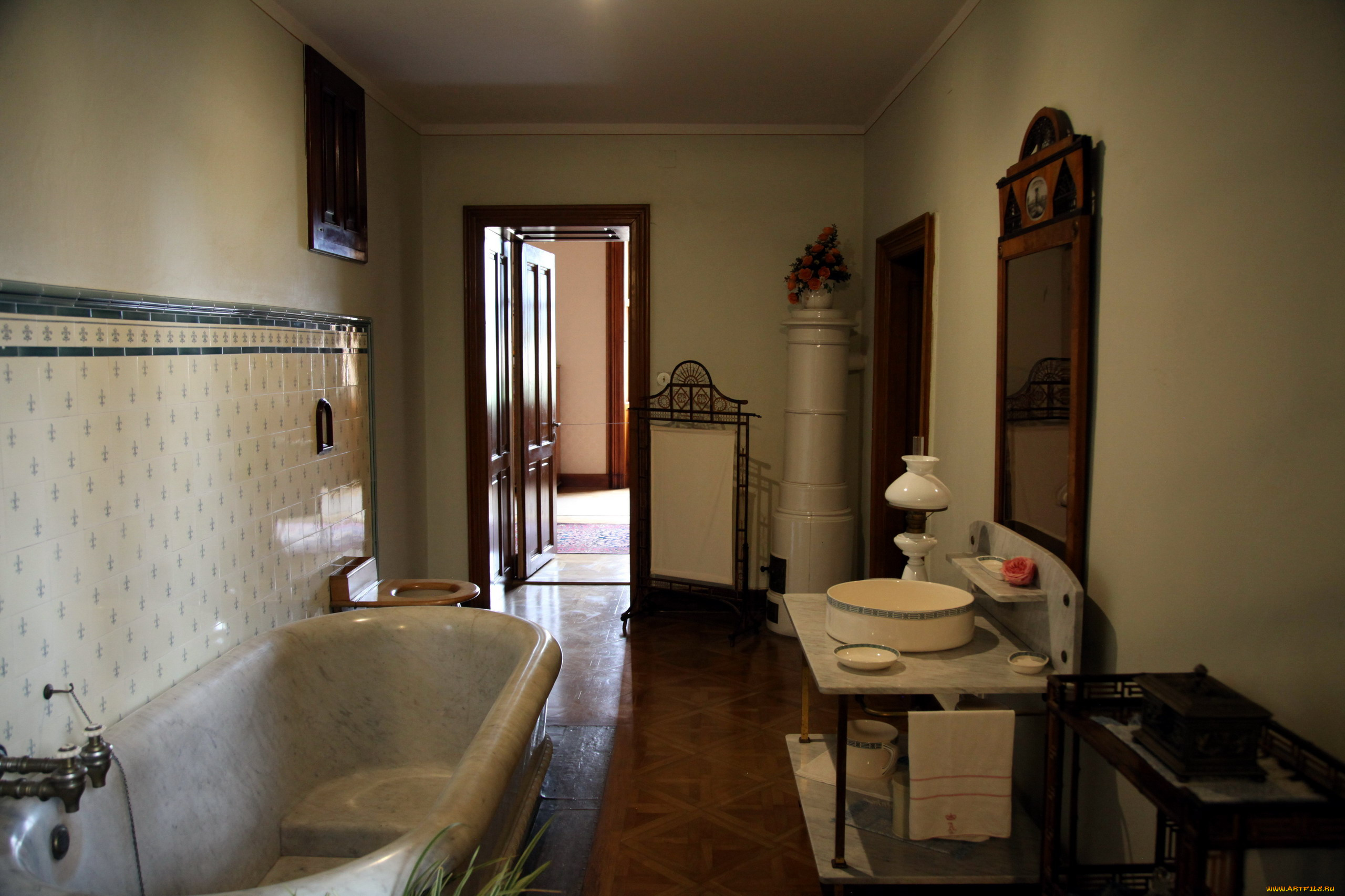 интерьер, ванная, и, туалетная, комнаты, старинная, ванная, комната