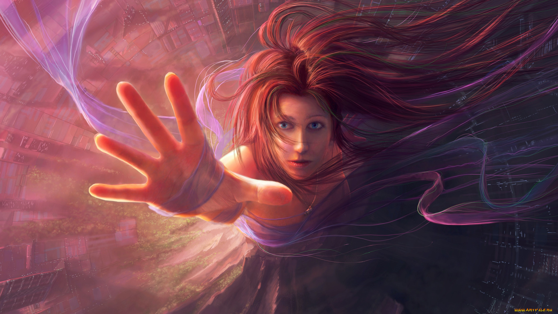 фэнтези, девушки, девушка, рука, лента