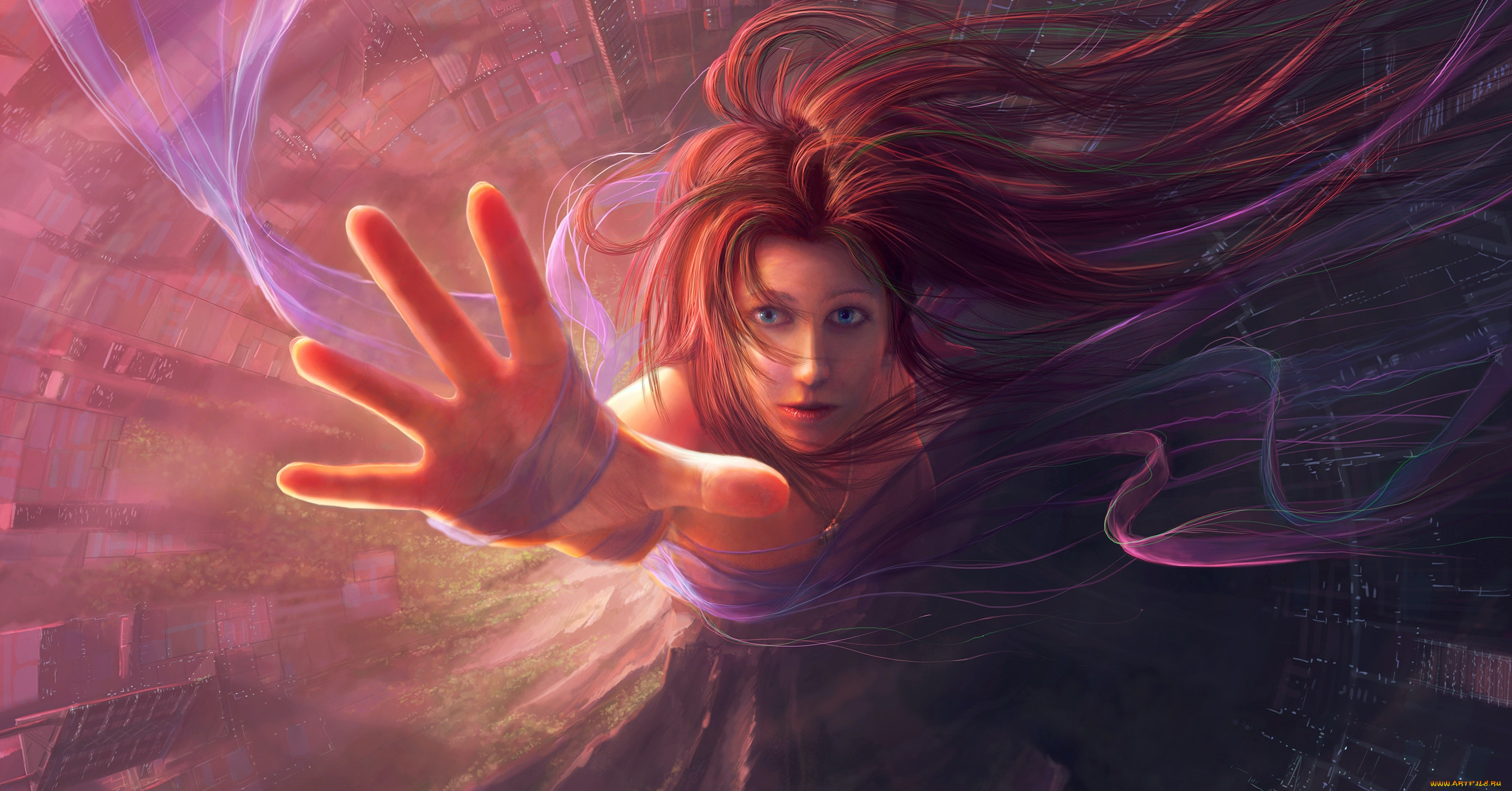 фэнтези, девушки, девушка, рука, лента