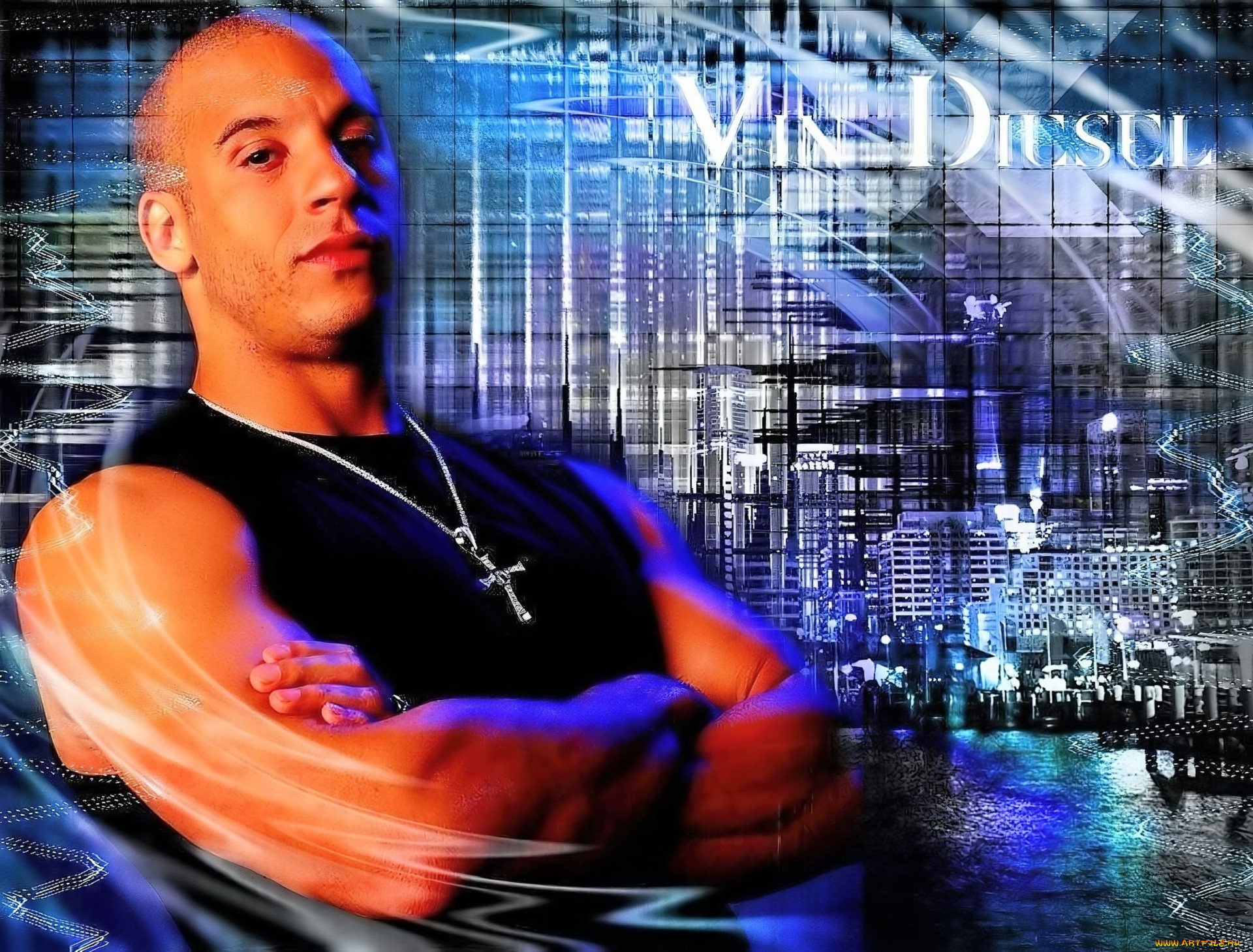 мужчины, vin, diesel, актер, майка, крест