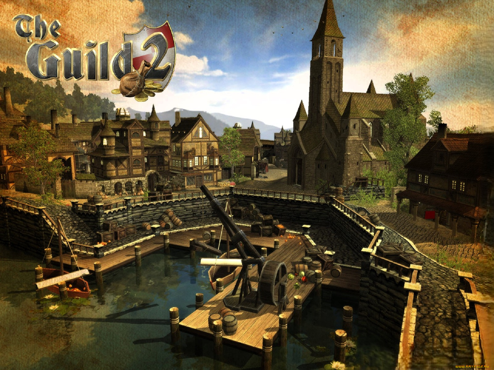 видео, игры, the, guild, 2, город, техника, озеро