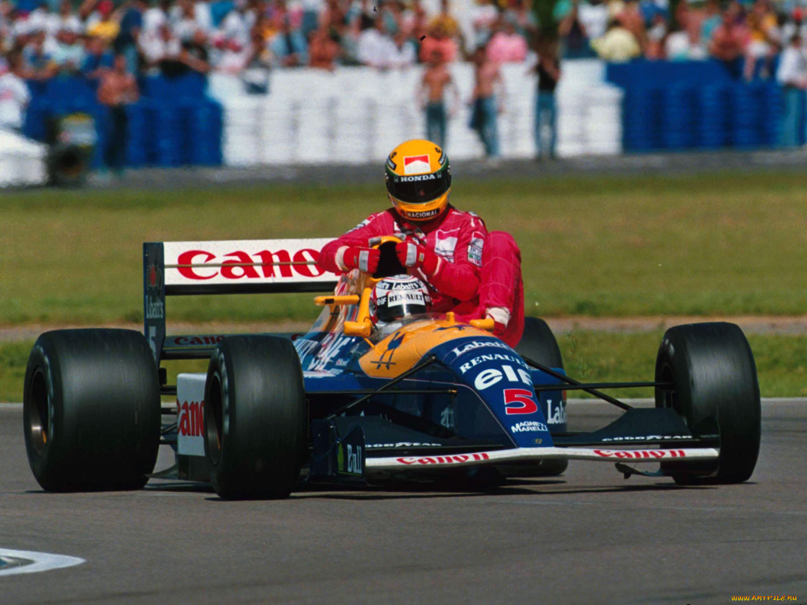 nigel, mansell, ayrton, senna, out, of, fuel, williams, gp, great, brittain, silverstone, circuit, july, спорт, формула