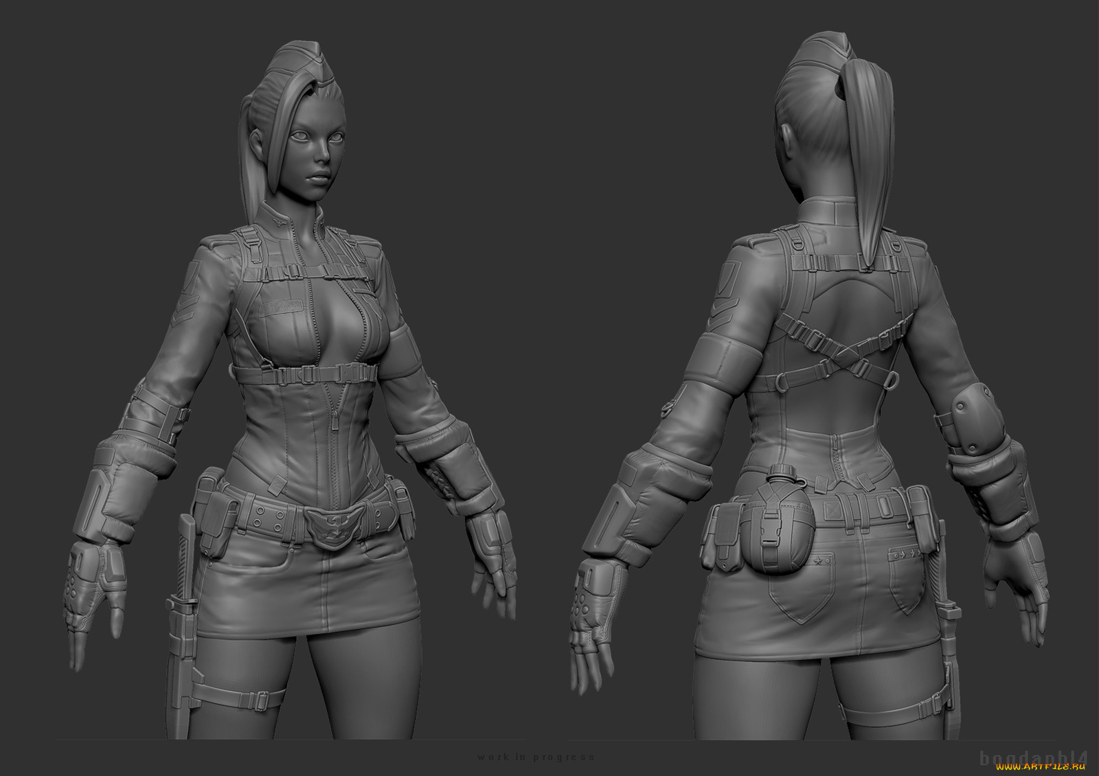 3д, графика, creatures, существа, девушки, оружие