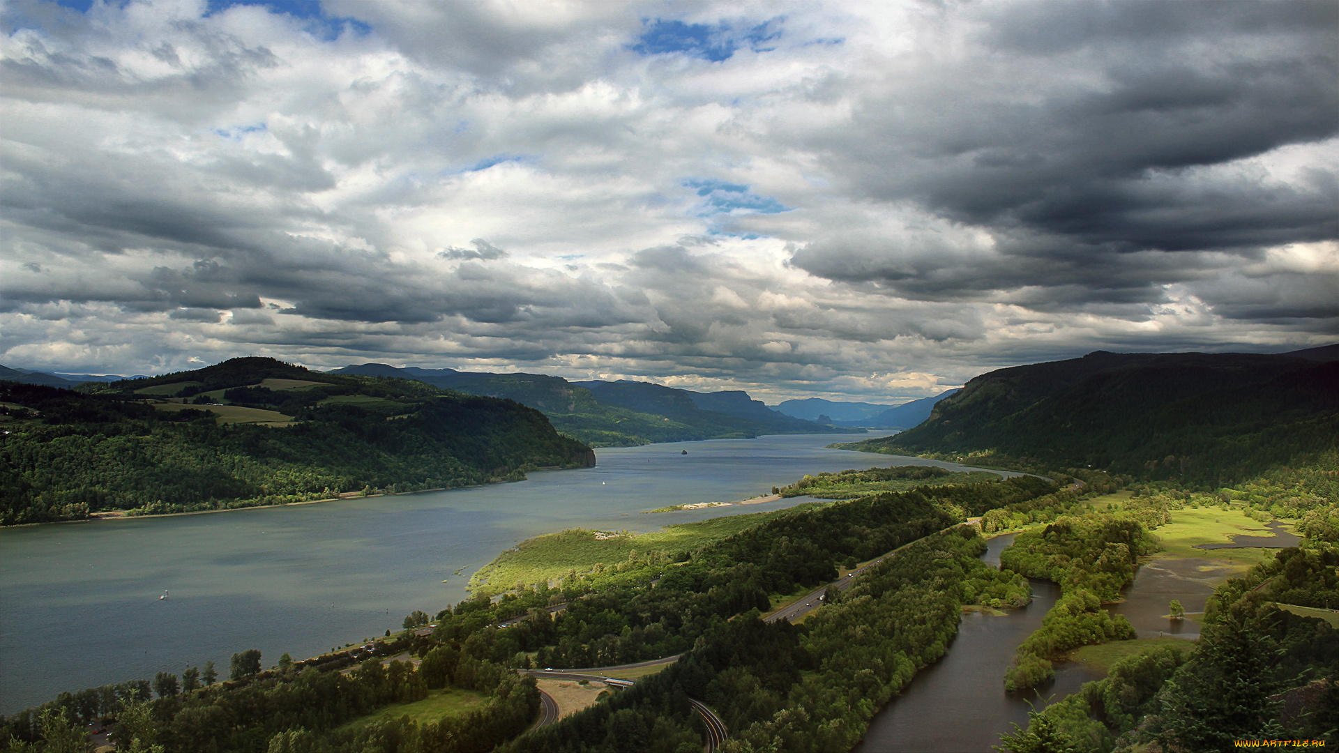 природа, реки, озера, река, облака