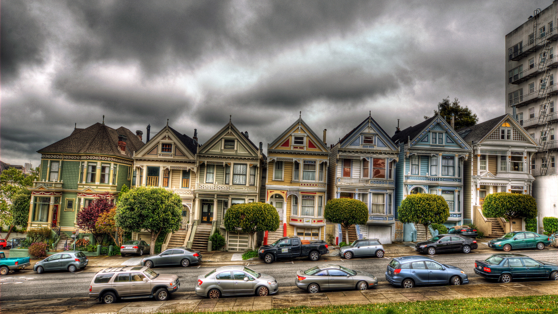 сша, сан, франциско, victorian, houses, города, улица, дома