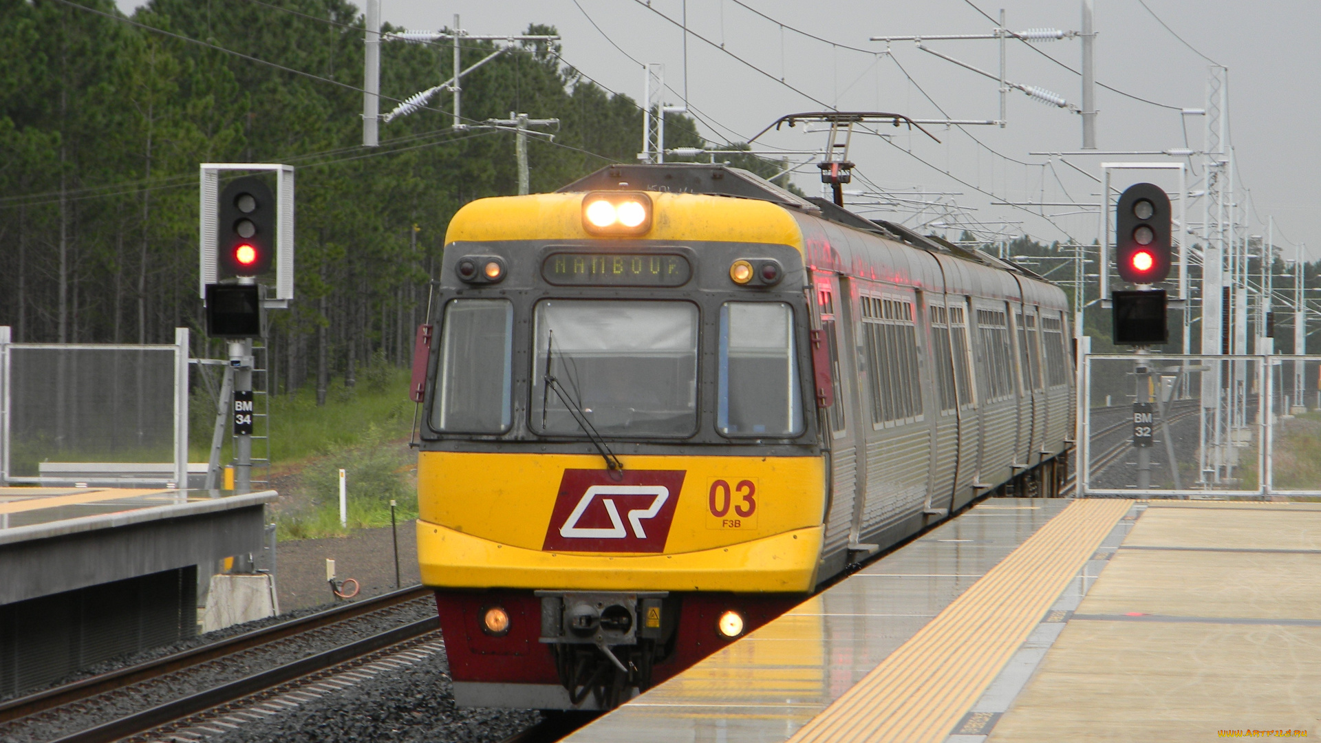 техника, электрички, электричка, семафор, платформа