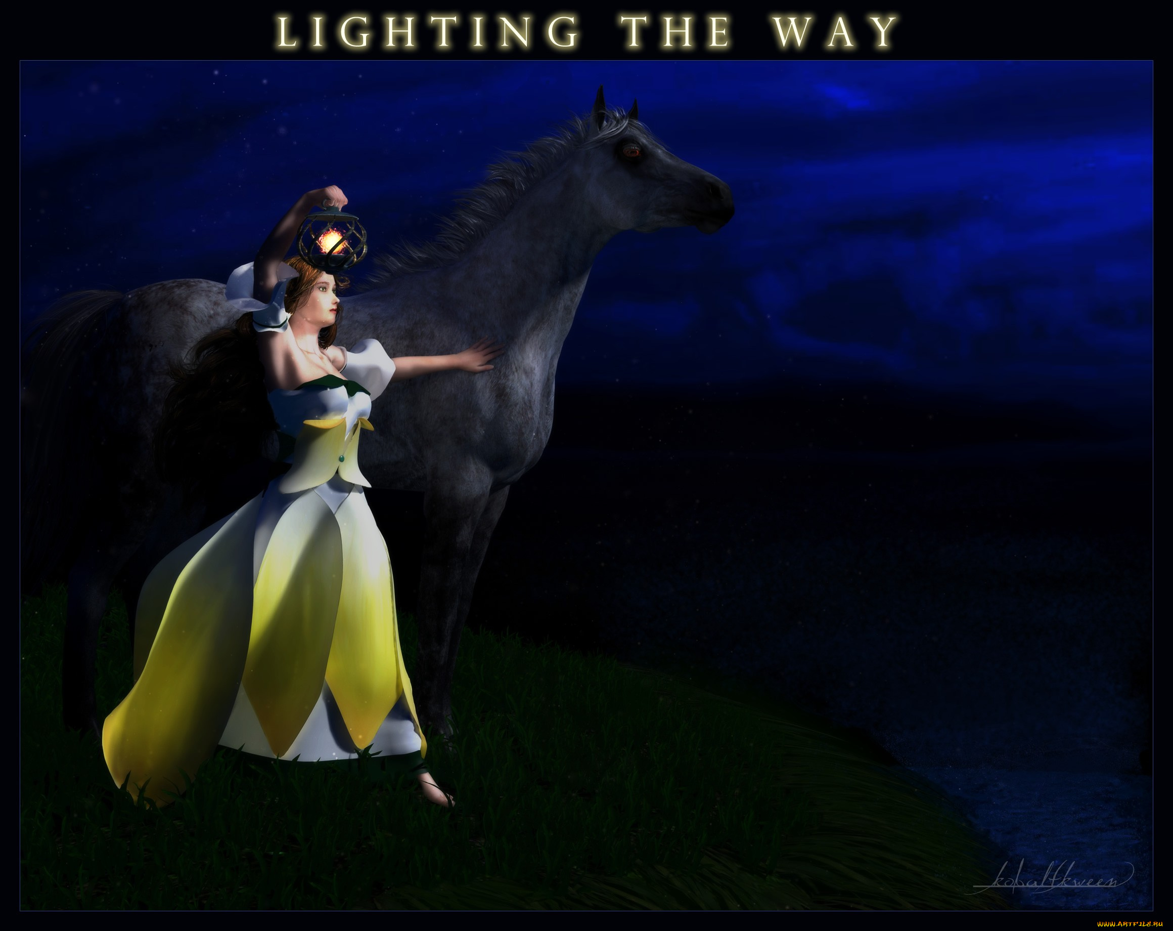 3д, графика, people, люди, лошадь, девушка