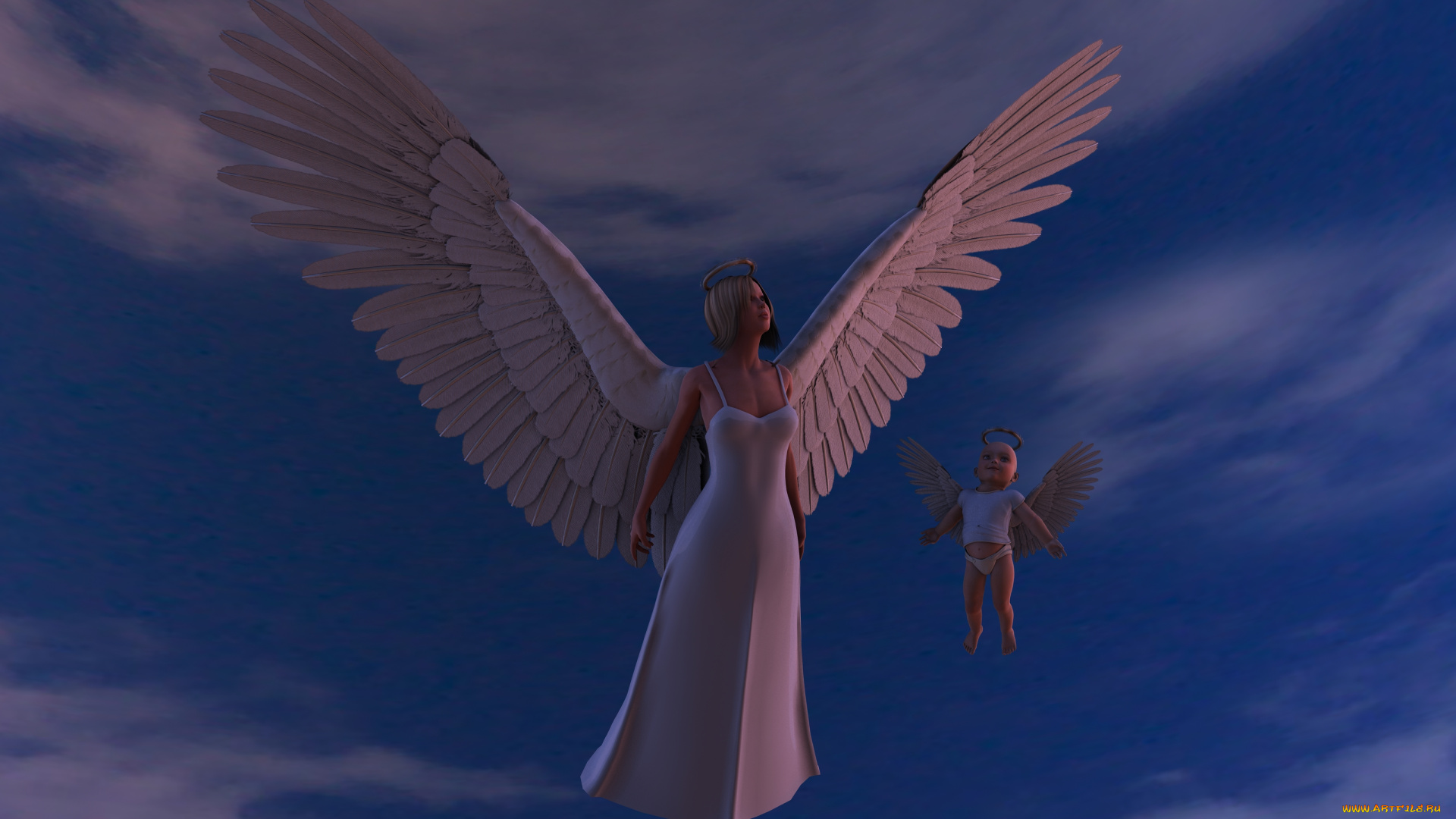 3д, графика, ангел, , angel, ангелы, дочь, мать