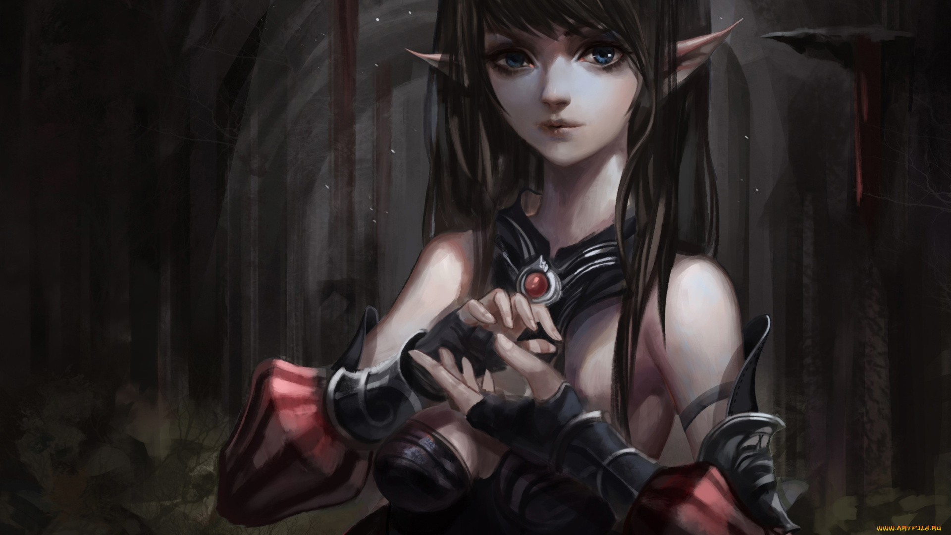 фэнтези, эльфы, девушка, ушки, руки, эльфийка, baka, арт