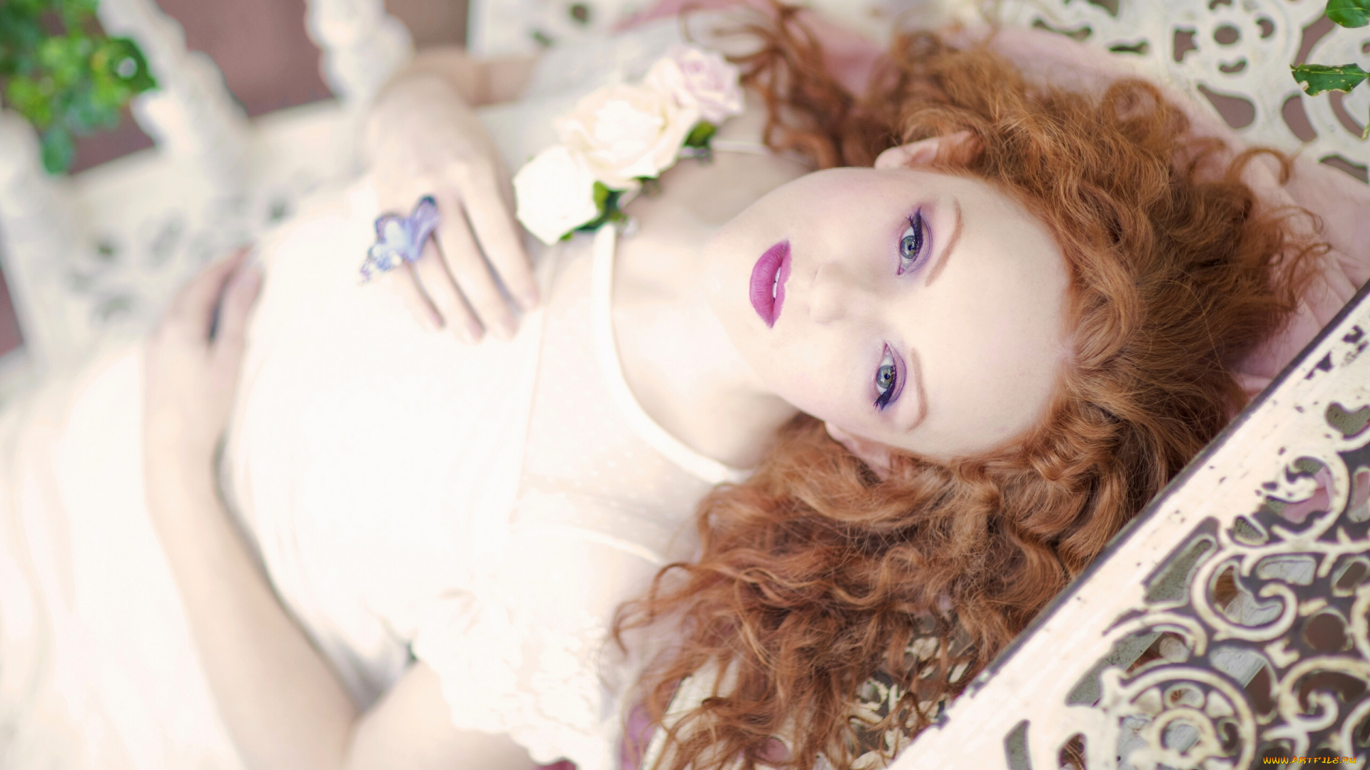 ivory, flame, девушки, боке, ivory, flame, макияж, кудри, взгляд, рыжеволосая