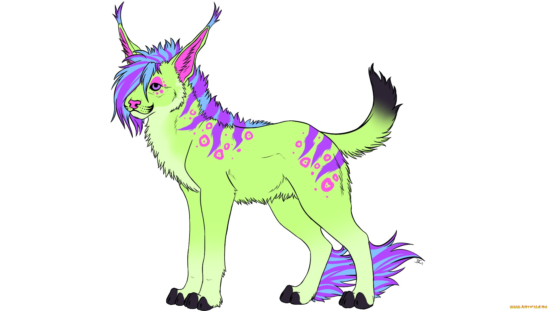 рисованные, животные, , сказочные, , мифические, животное, белый, фон, салатовый