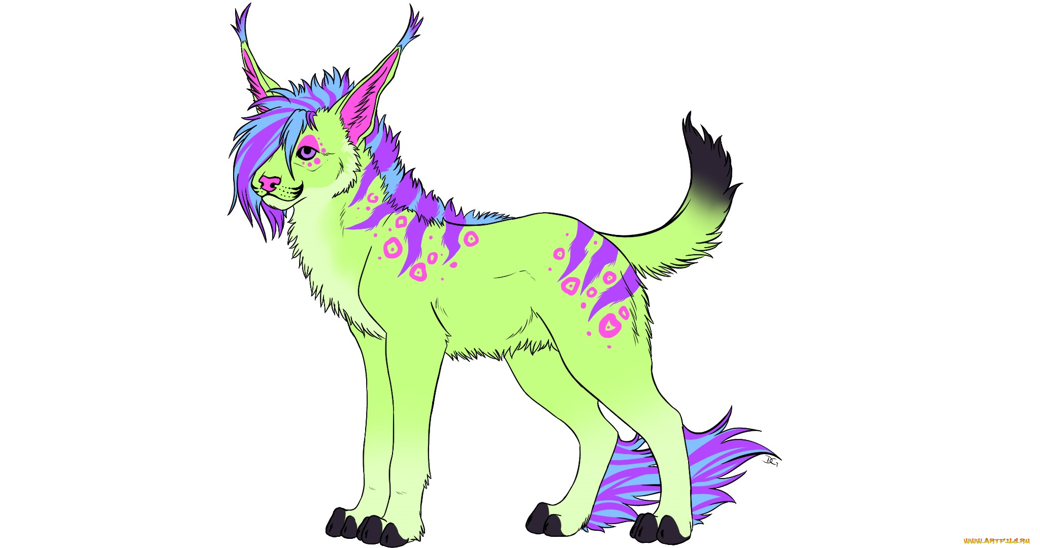рисованные, животные, , сказочные, , мифические, животное, белый, фон, салатовый