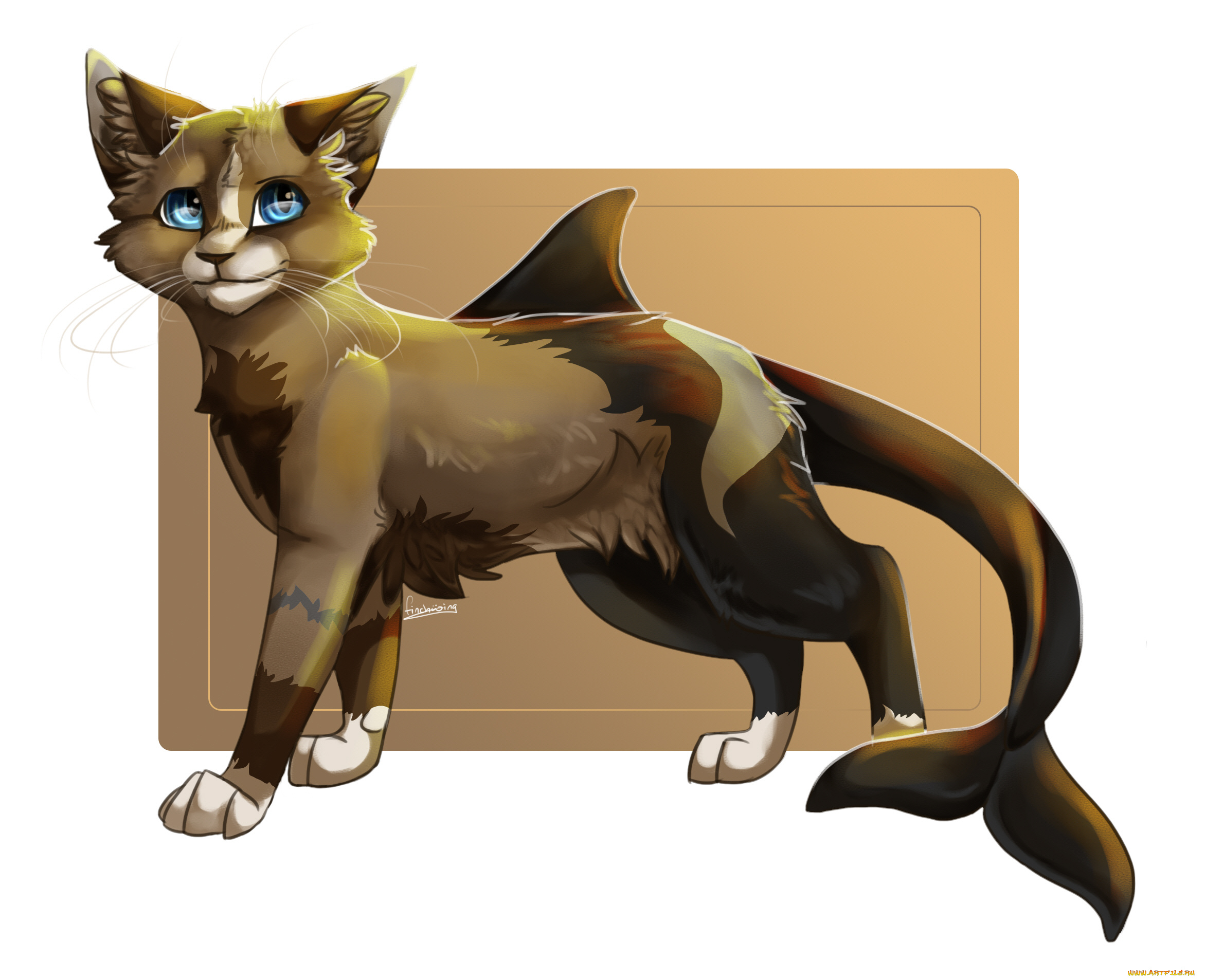 рисованные, животные, , сказочные, , мифические, животное, белый, фон