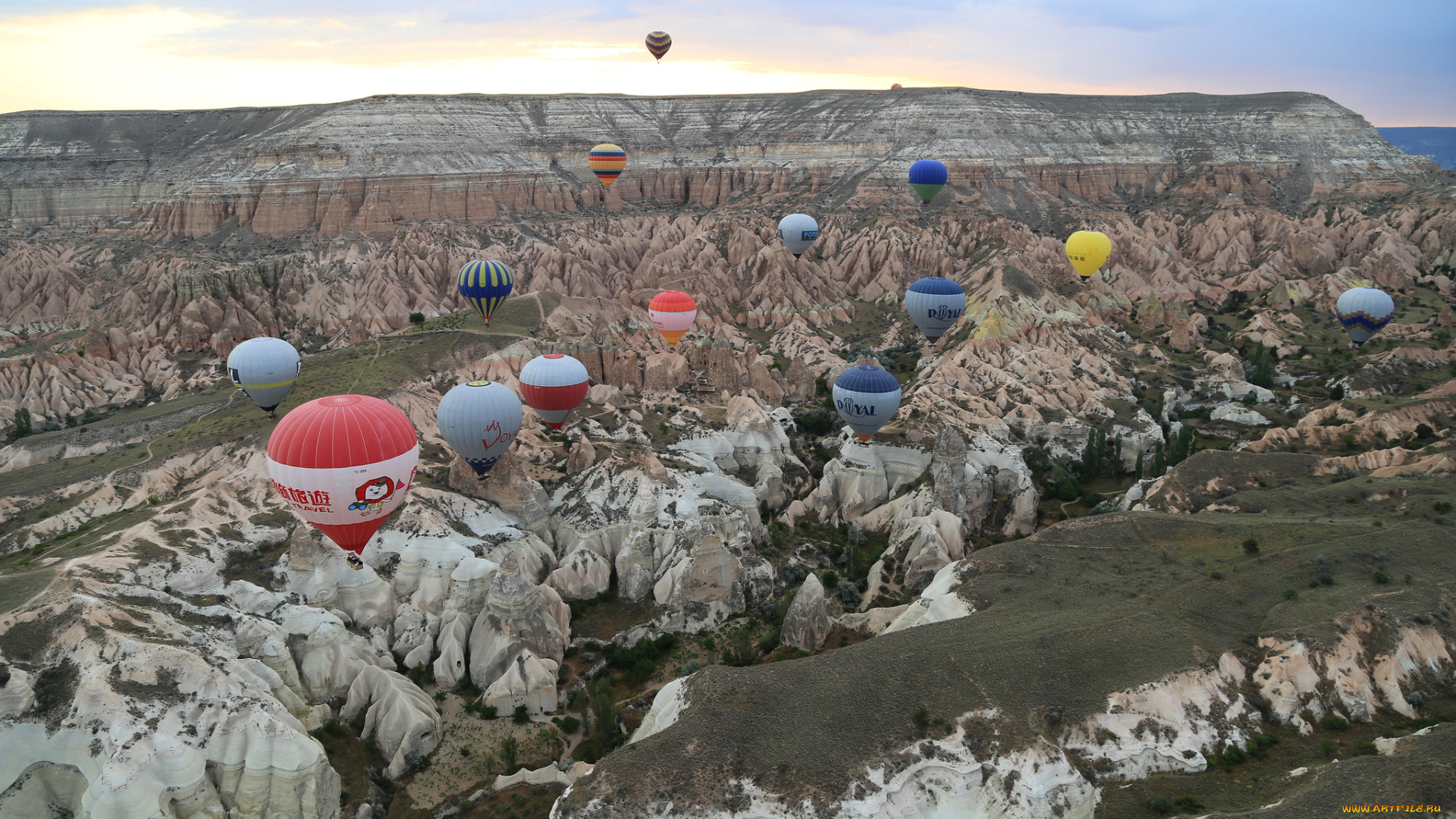 авиация, воздушные, шары, небо, каппадокия, турция, облака, горы, плато, воздушные, шары