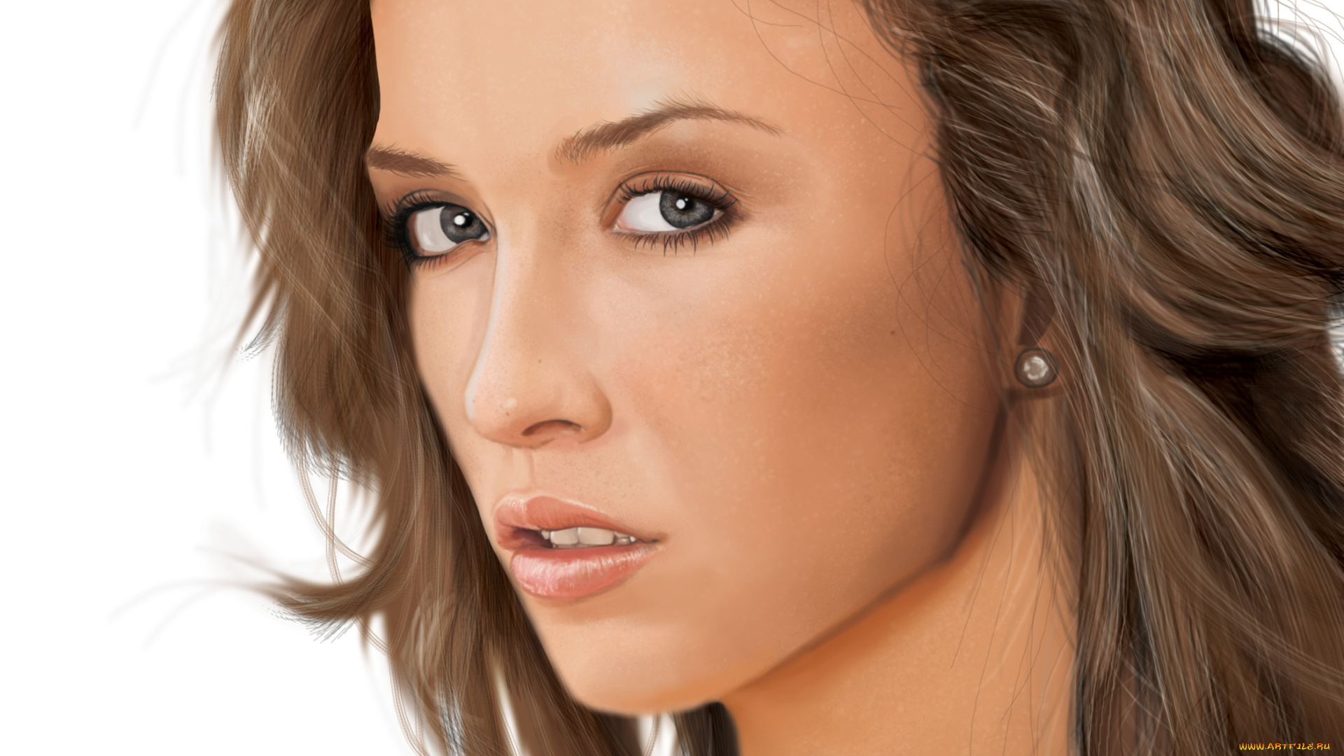 рисованное, люди, девушка, взгляд, фон