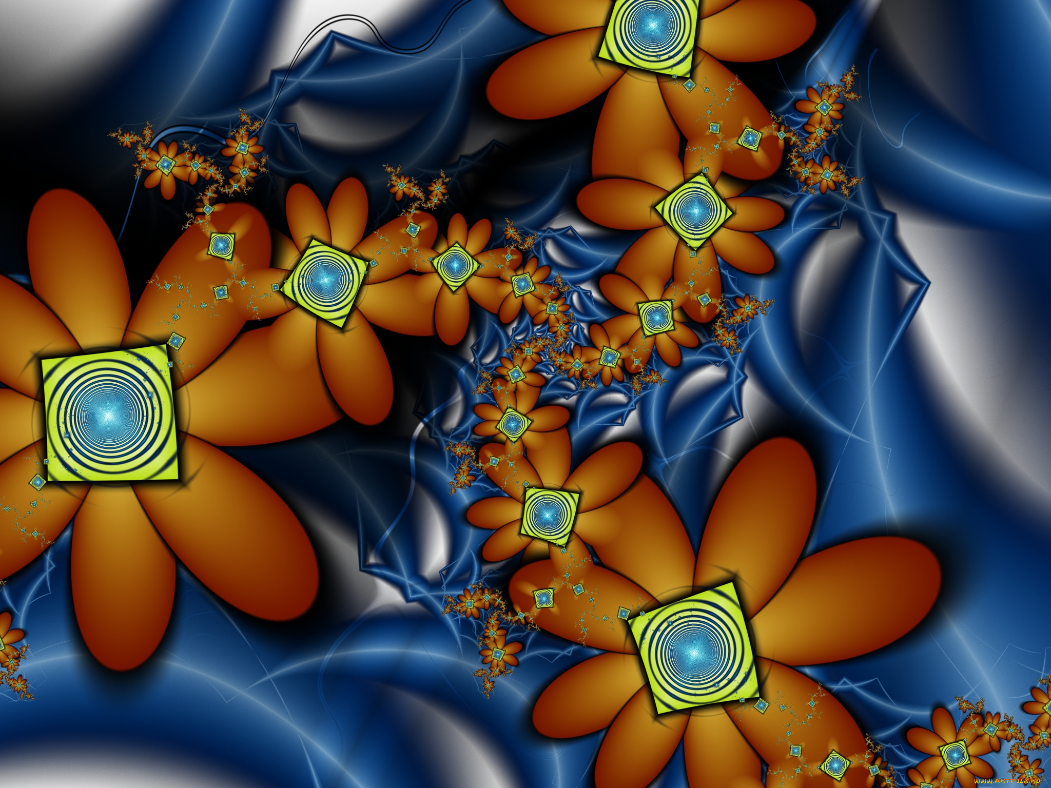 3д, графика, фракталы, , fractal, узор, цвета, фон