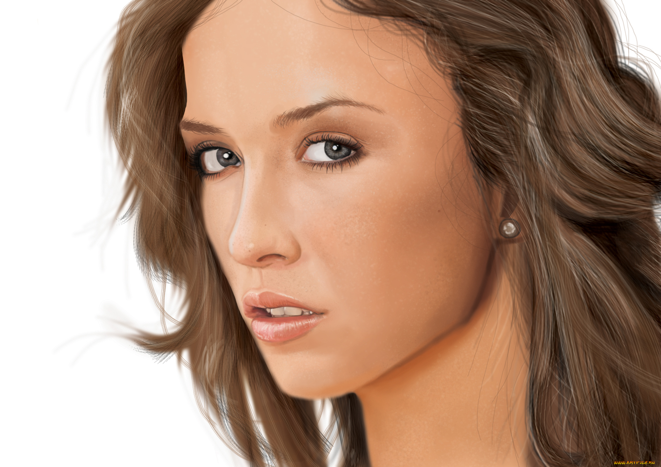 рисованное, люди, девушка, взгляд, фон