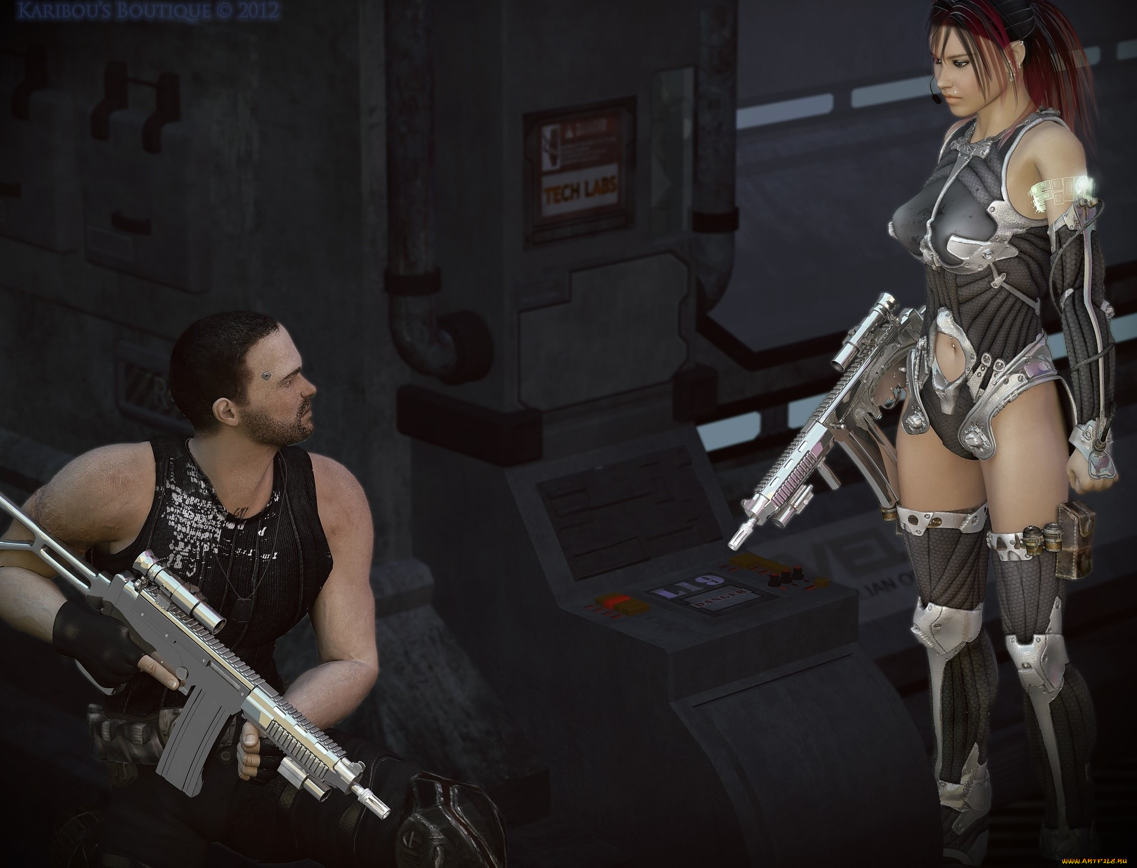 3д, графика, фантазия, , fantasy, девушка, взгляд, фон, оружие, мужчина