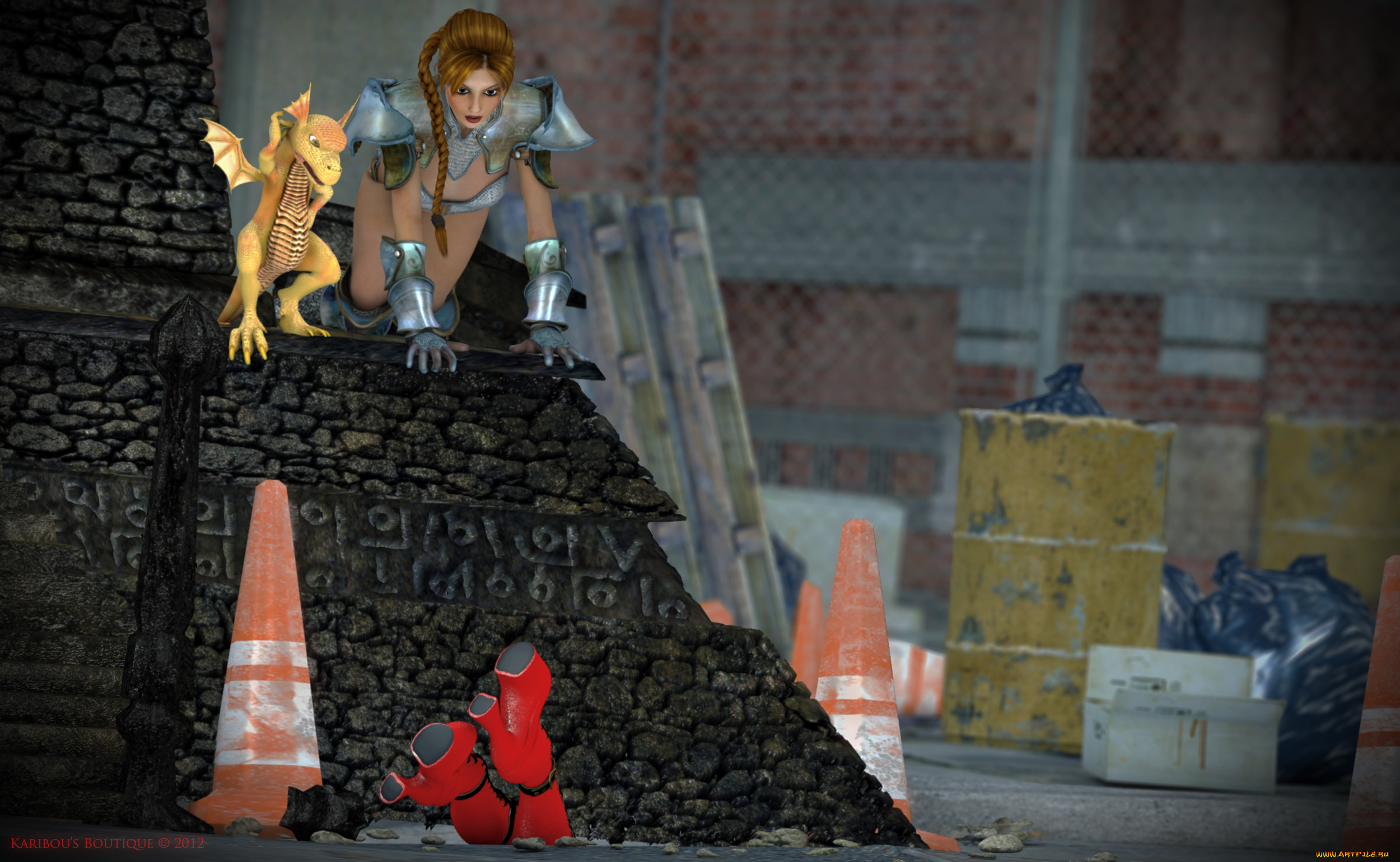 3д, графика, фантазия, , fantasy, дракон, фон, взгляд, девушка