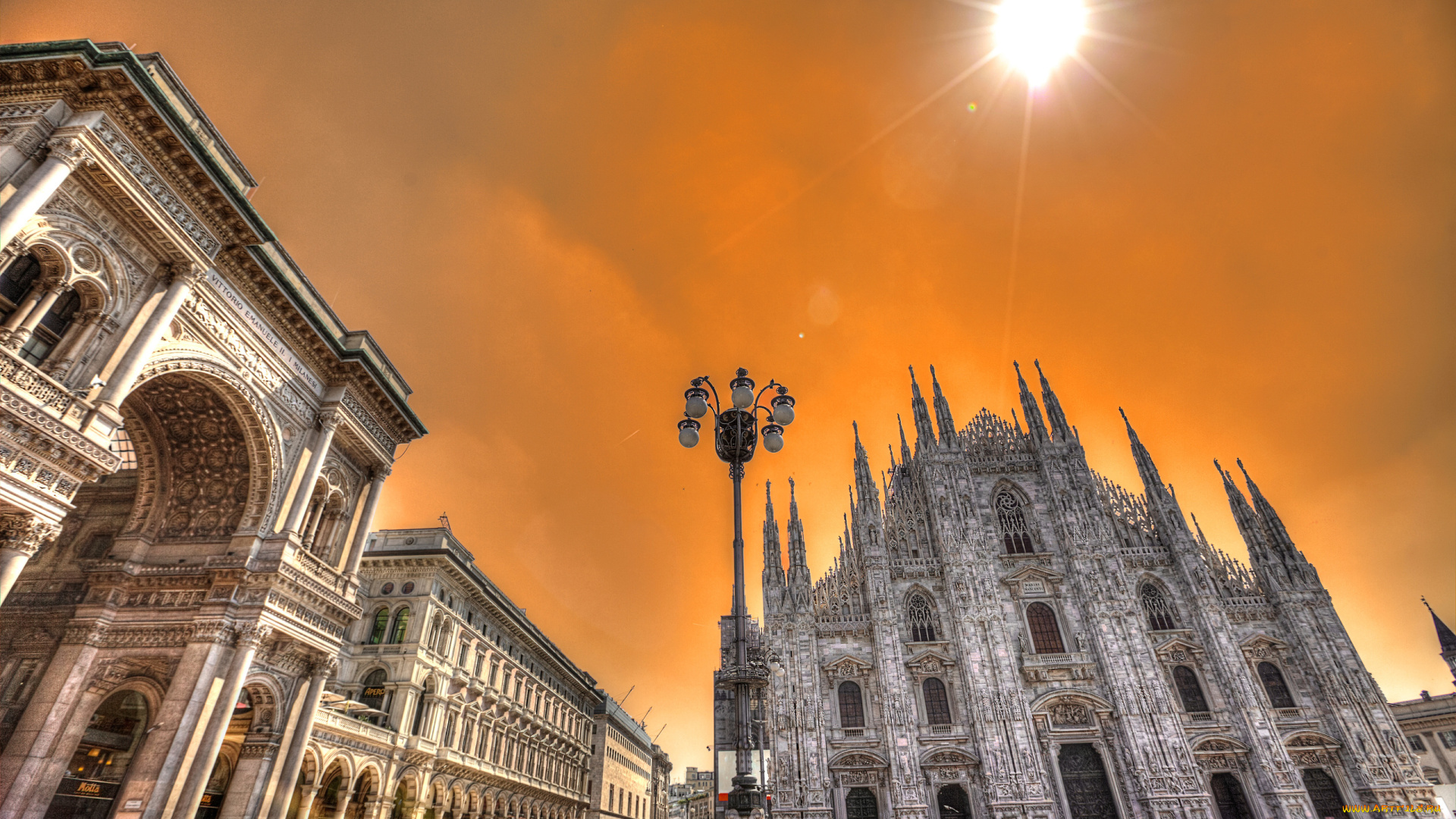 города, -, католические, соборы, , костелы, , аббатства, площадь, небо, фонарь, арка, милан, дуомо, италия, люди, собор, облака, солнце