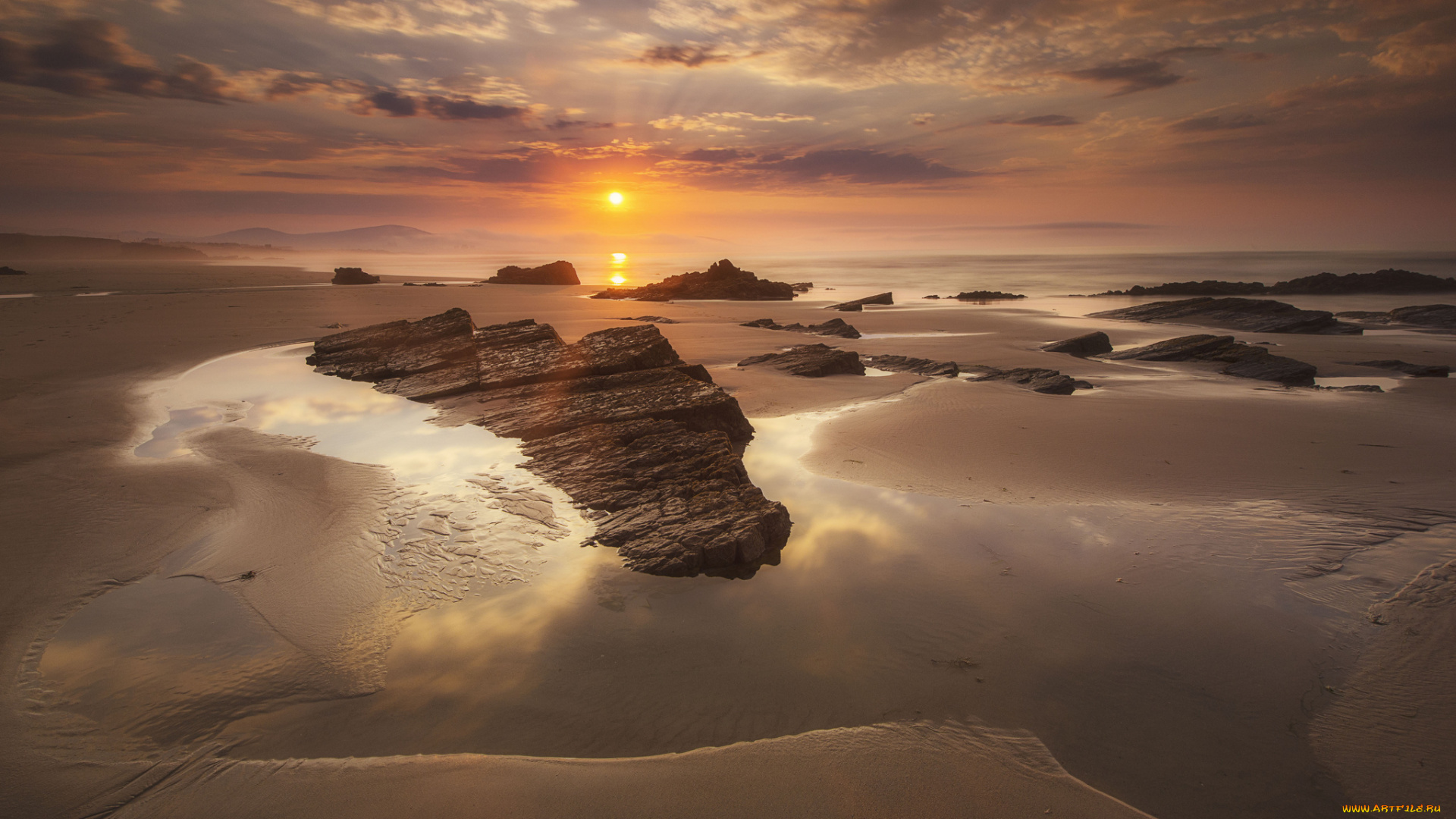 природа, восходы, закаты, океан, берег