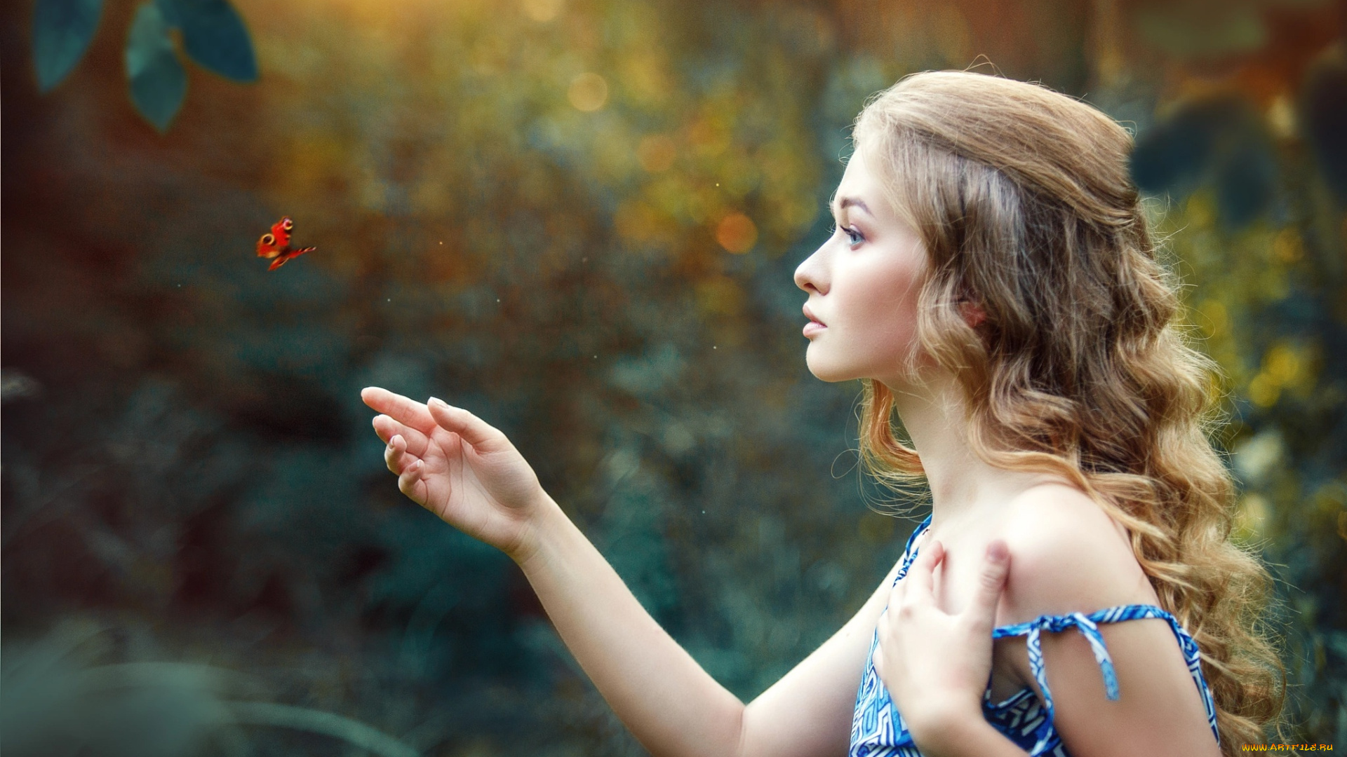 девушки, -unsort, , брюнетки, , шатенки, бабочка, платье, локоны, лето, девушка, русая, природа