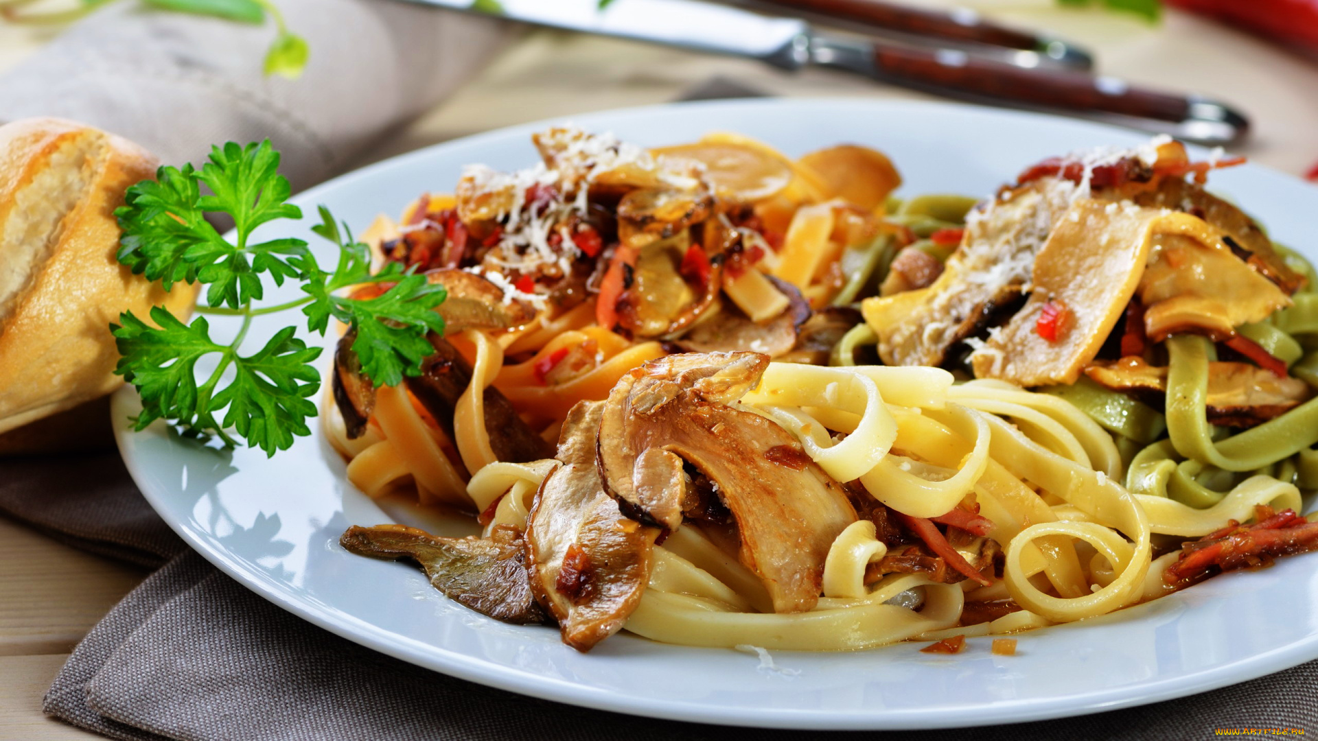 еда, макаронные, блюда, тарелка, лапша, food, зелень, грибы, паста