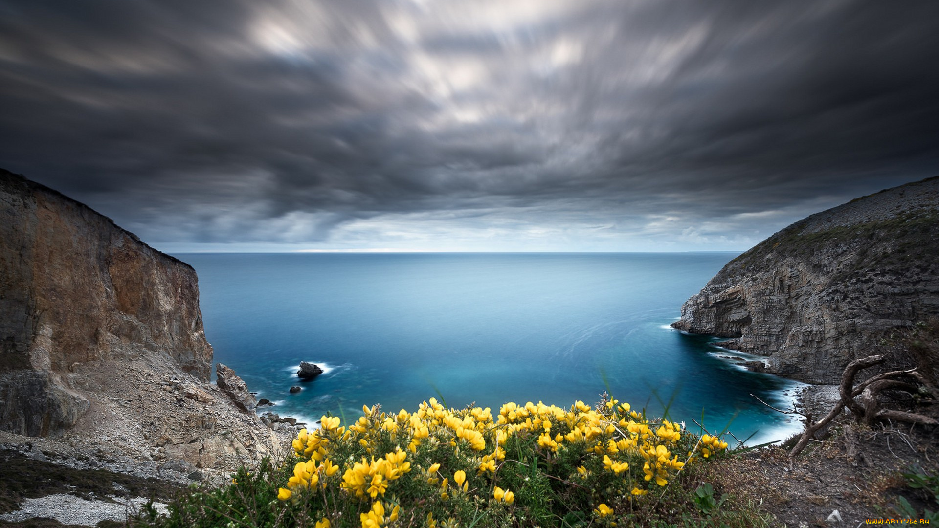 природа, побережье, простор