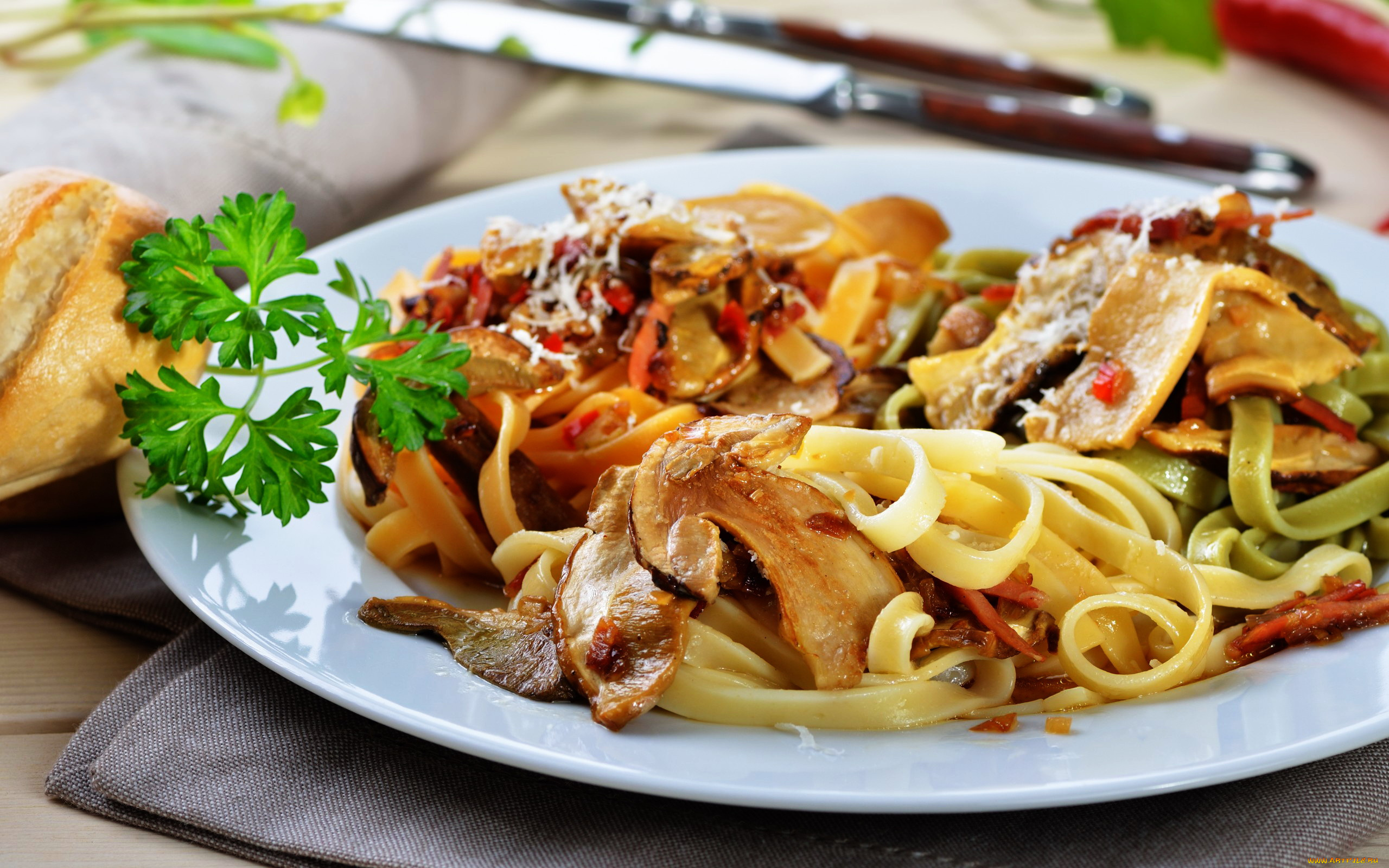 еда, макаронные, блюда, тарелка, лапша, food, зелень, грибы, паста