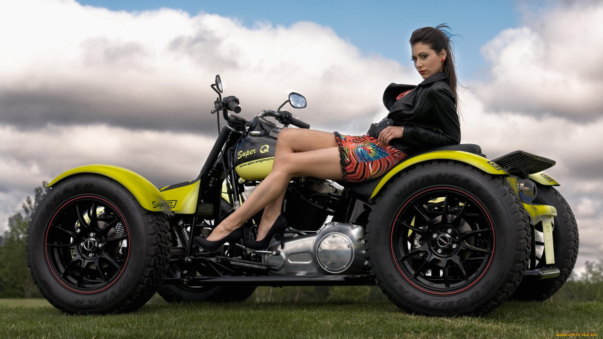 мотоциклы, мото, с, девушкой, фон, взгляд, девушки