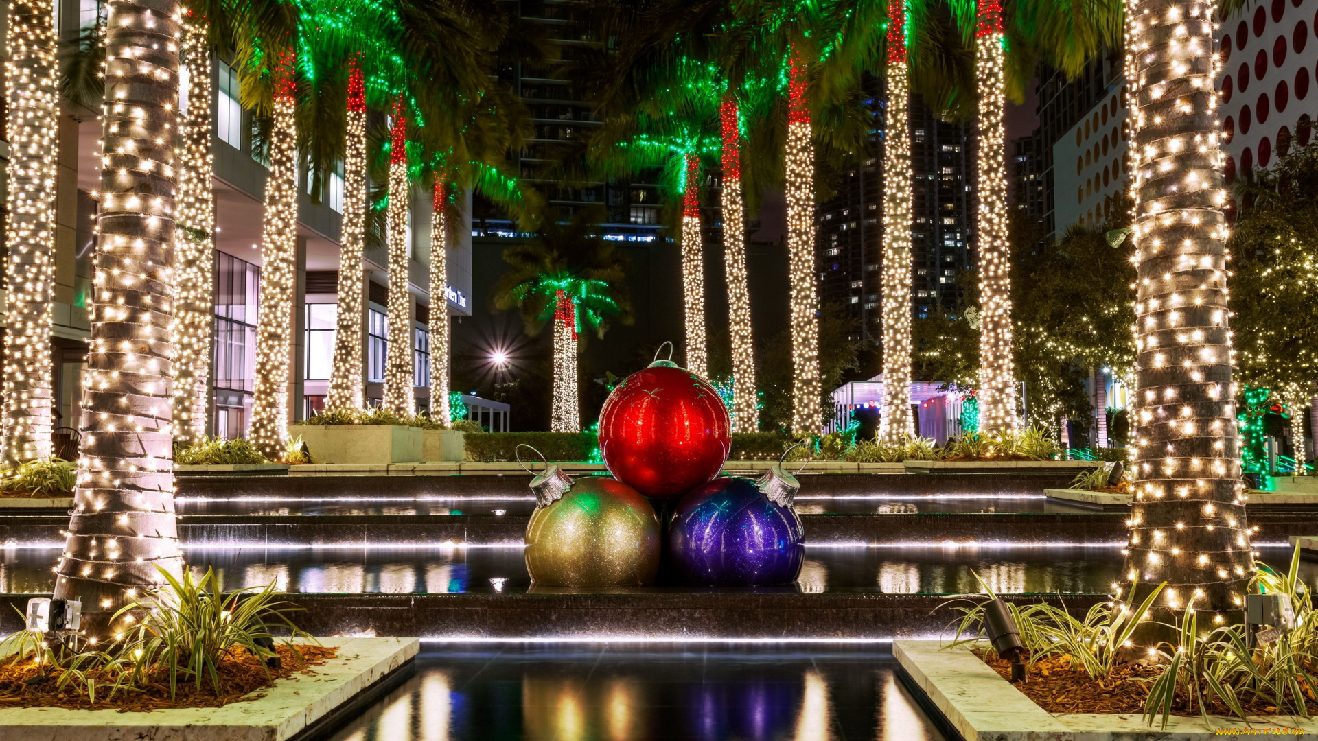 праздничные, новогодние, пейзажи, иллюминация