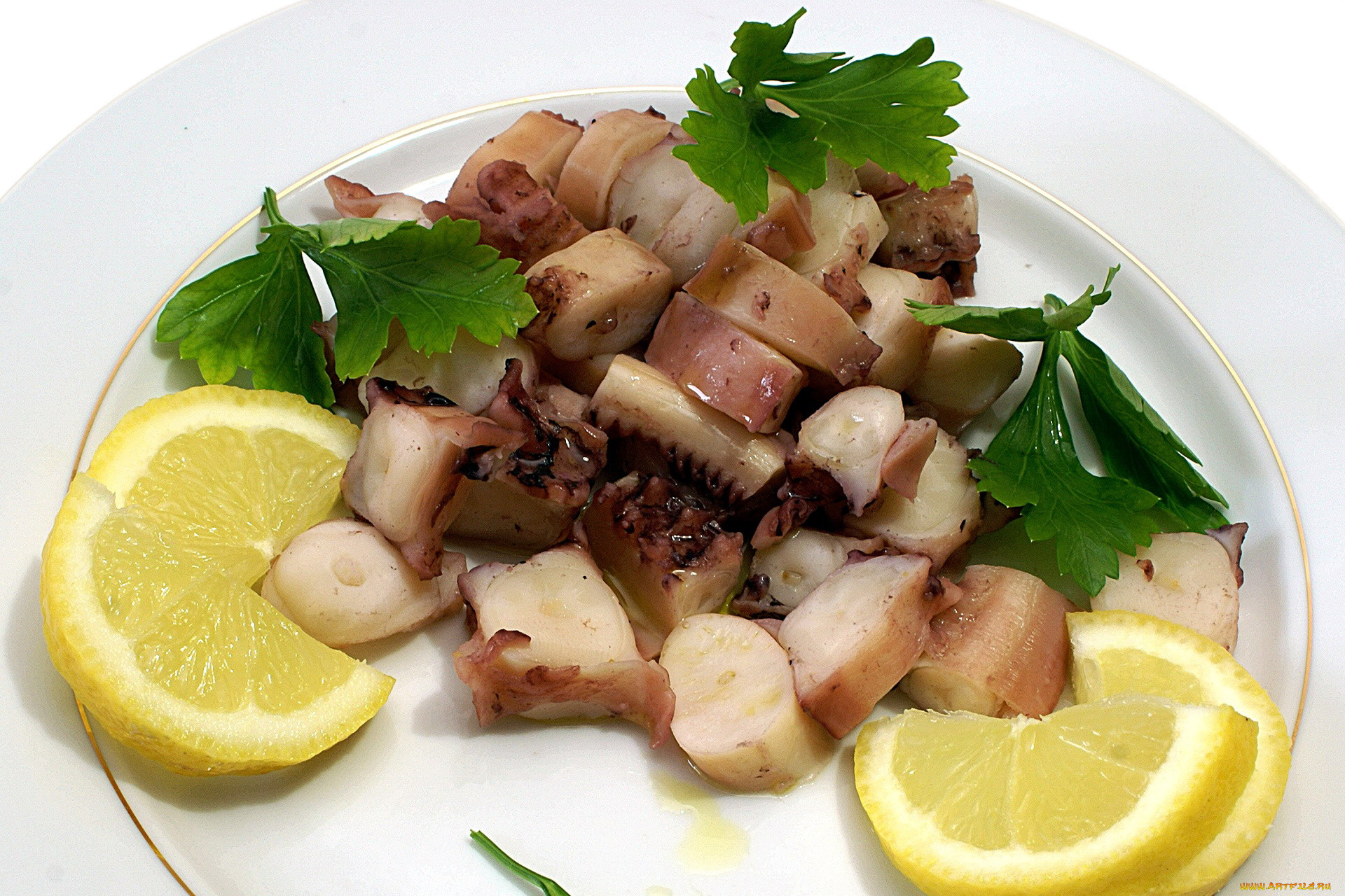 еда, рыбные, блюда, , с, морепродуктами, кальмар