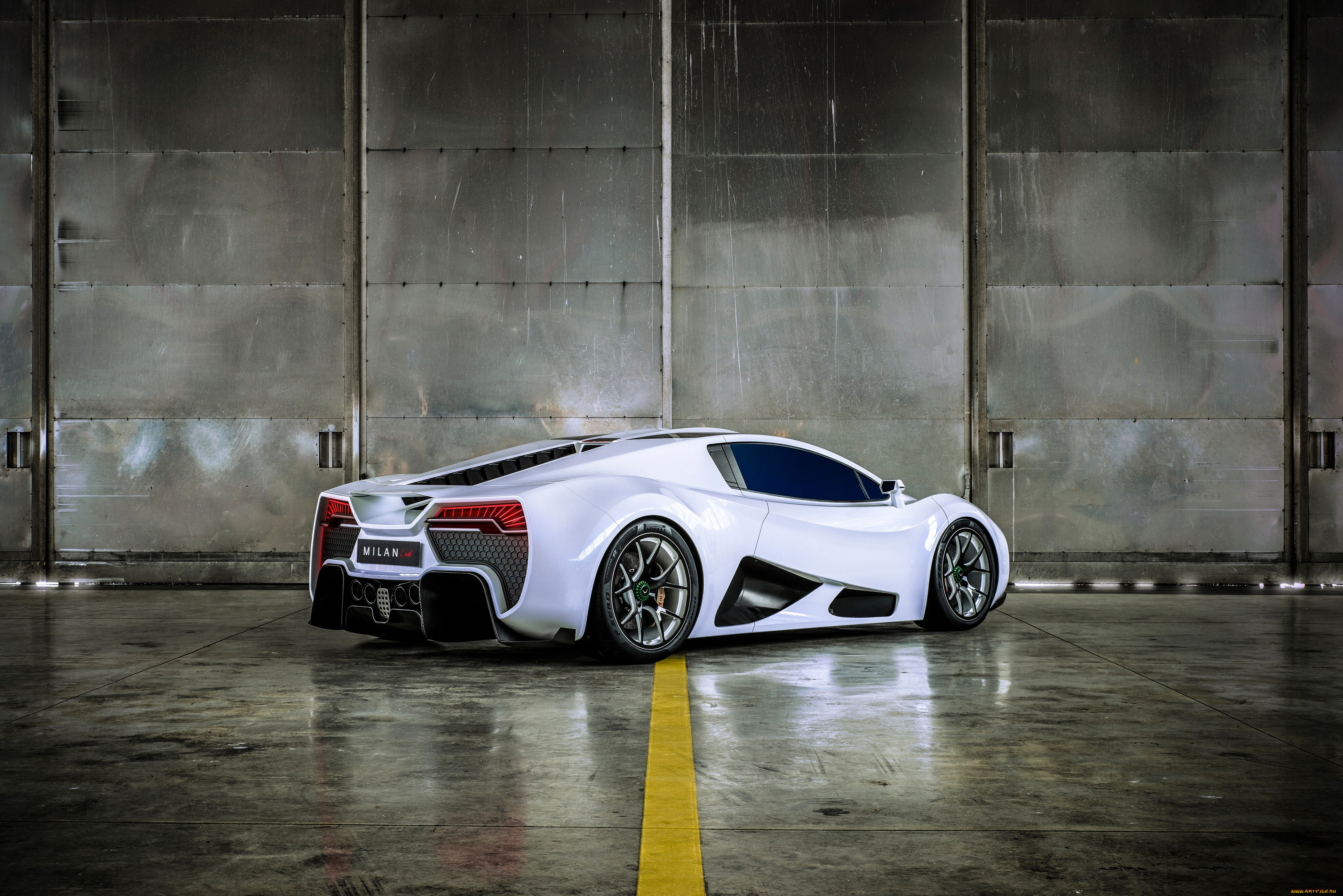 milan, red, , 2018, автомобили, 3д, вид, сзади, milan, red, гиперкар