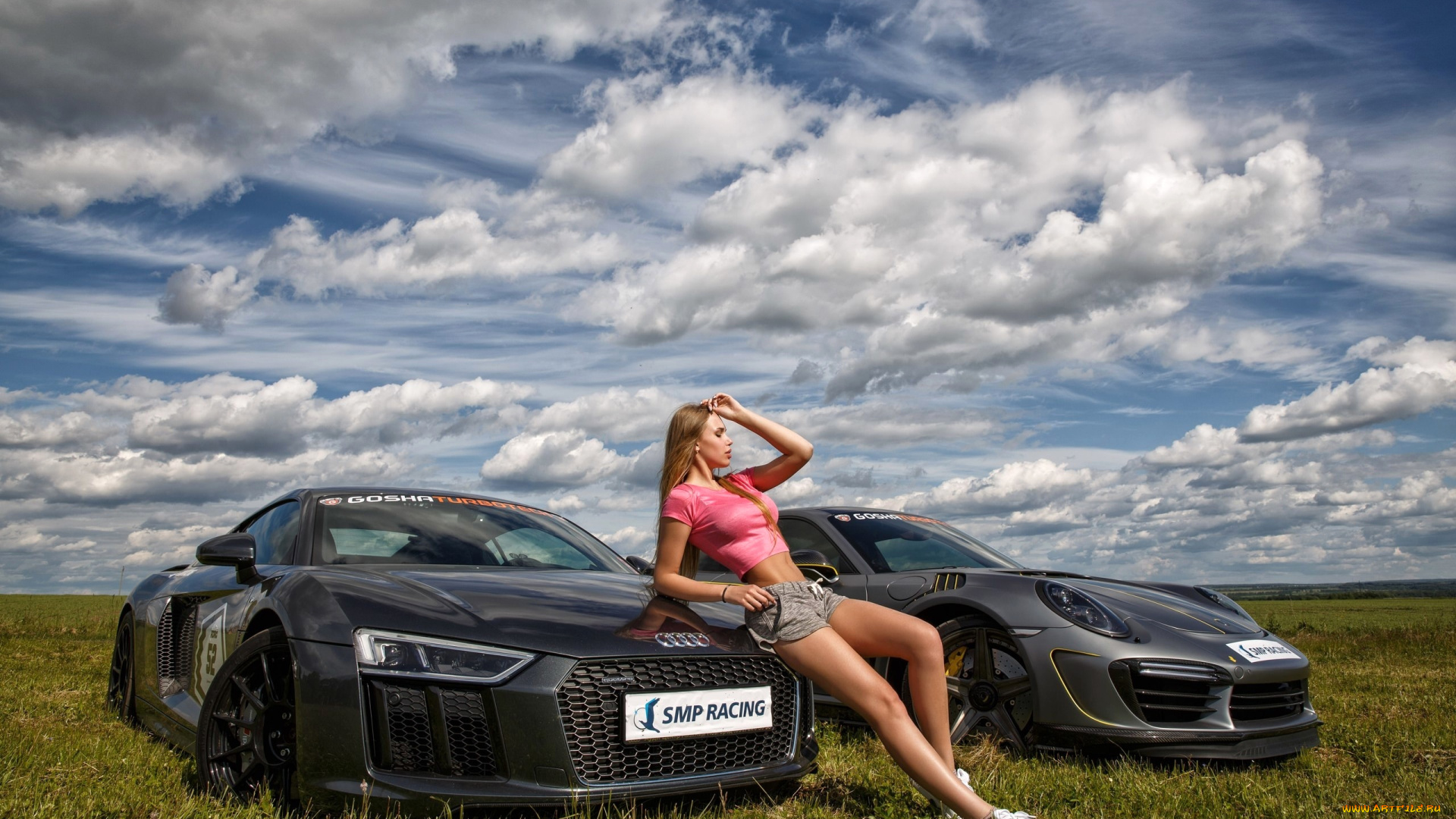 автомобили, -авто, с, девушками, фон, взгляд, девушка