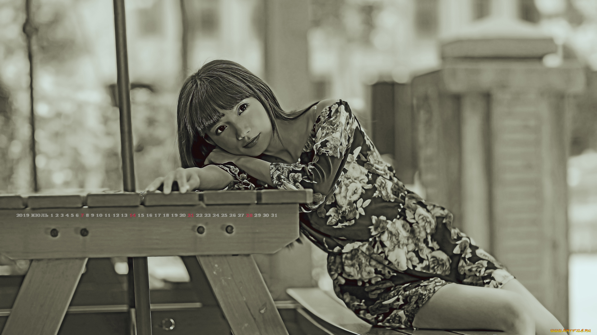 календари, компьютерный, дизайн, 2019, стол, азиатка, calendar, женщина, взгляд, девушка, модель