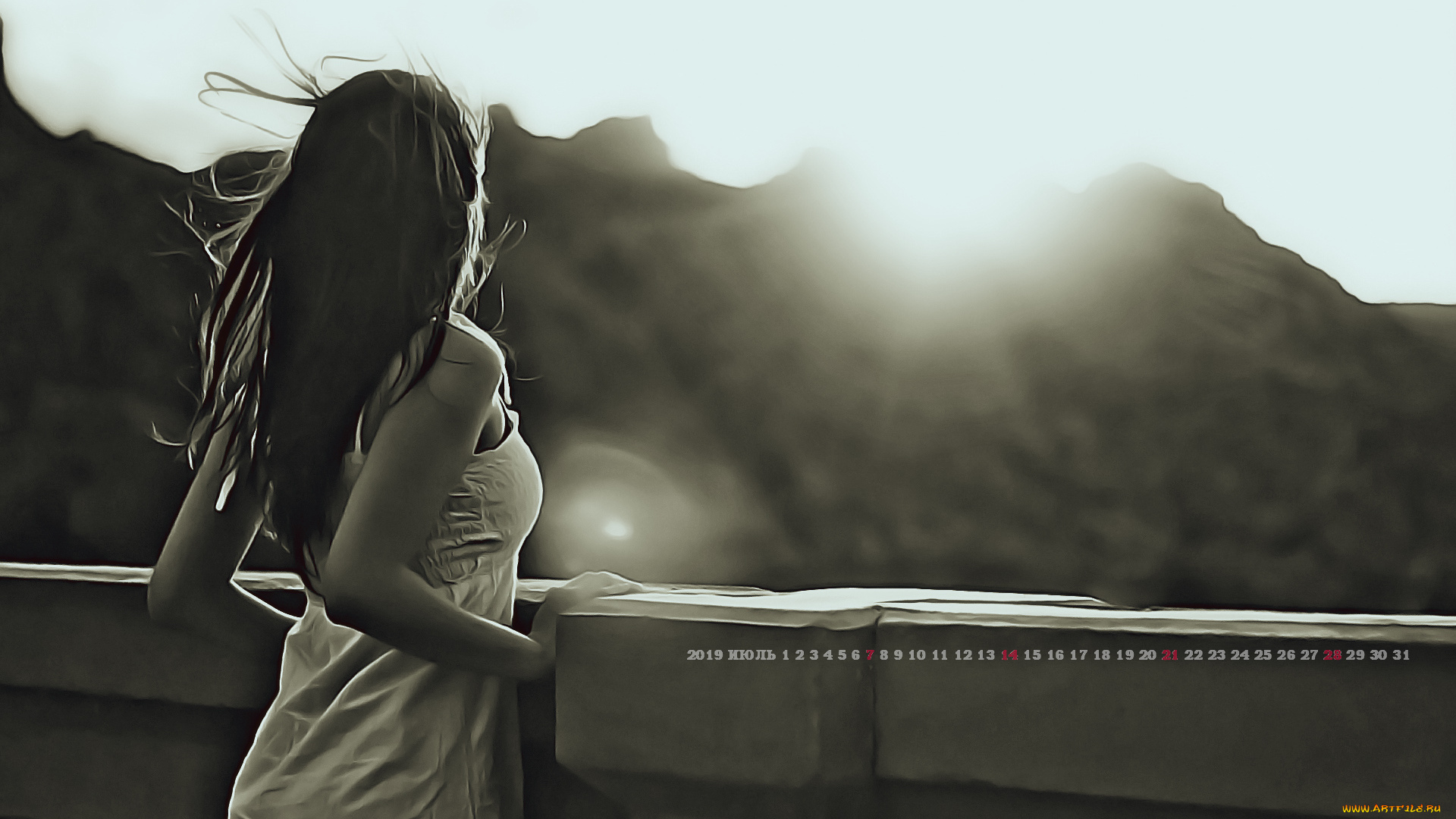 календари, компьютерный, дизайн, calendar, 2019, женщина, профиль, девушка