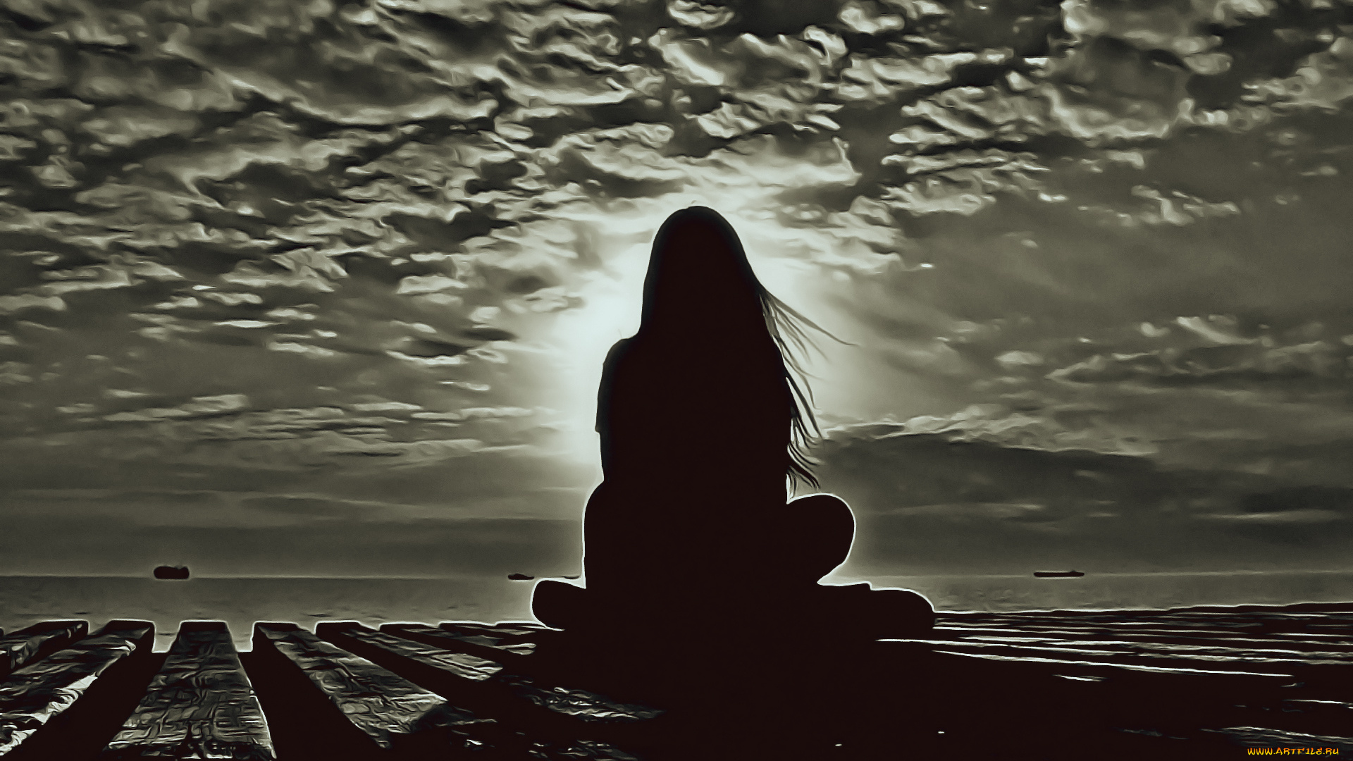 календари, компьютерный, дизайн, водоем, силуэт, девушка, закат, 2019, calendar