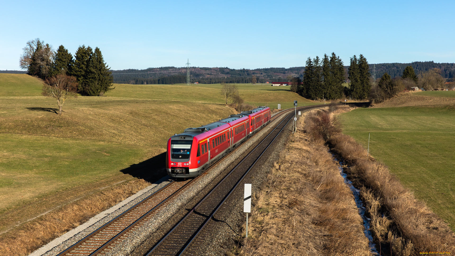 техника, поезда, состав, пейзаж, перегон