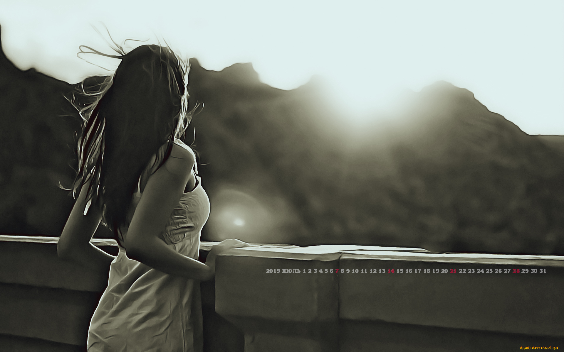 календари, компьютерный, дизайн, calendar, 2019, женщина, профиль, девушка