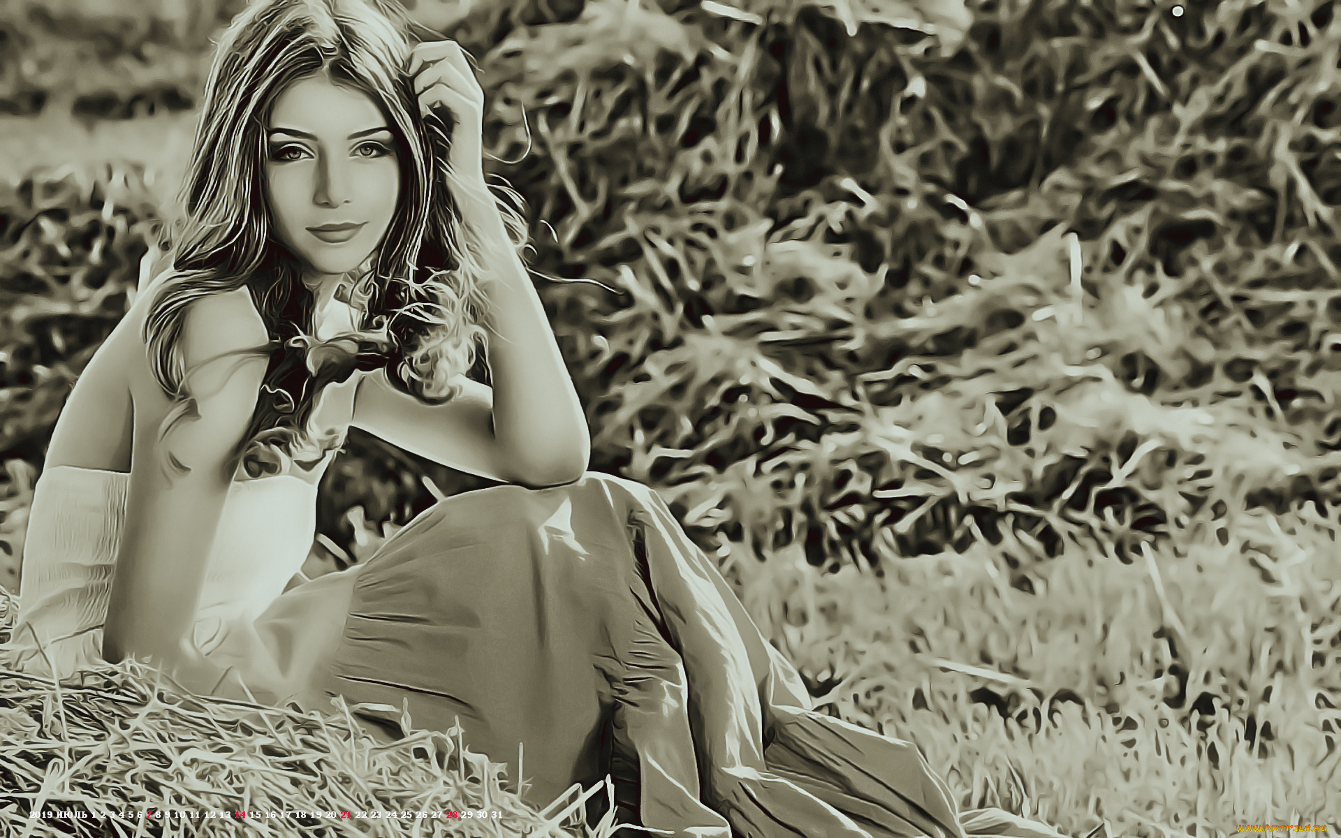 календари, компьютерный, дизайн, девушка, природа, женщина, взгляд, 2019, calendar