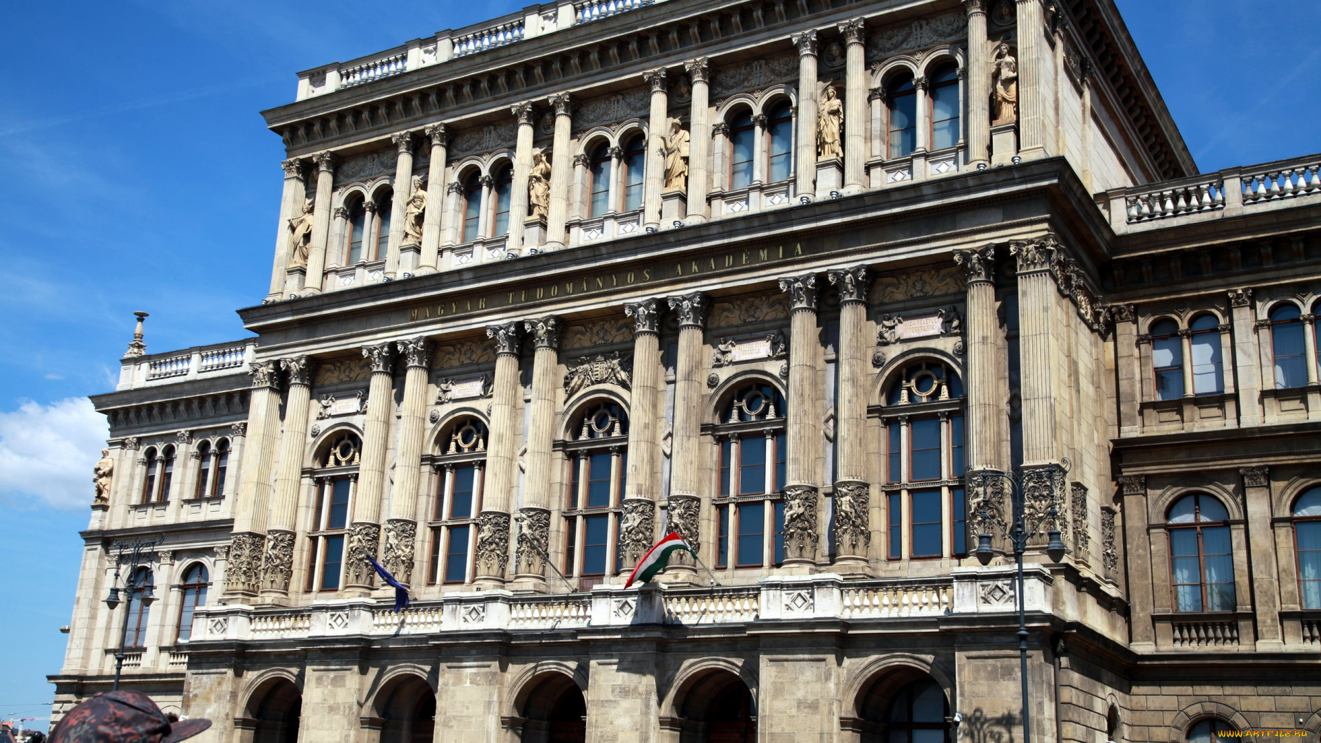 города, будапешт, , венгрия, здание, флаги