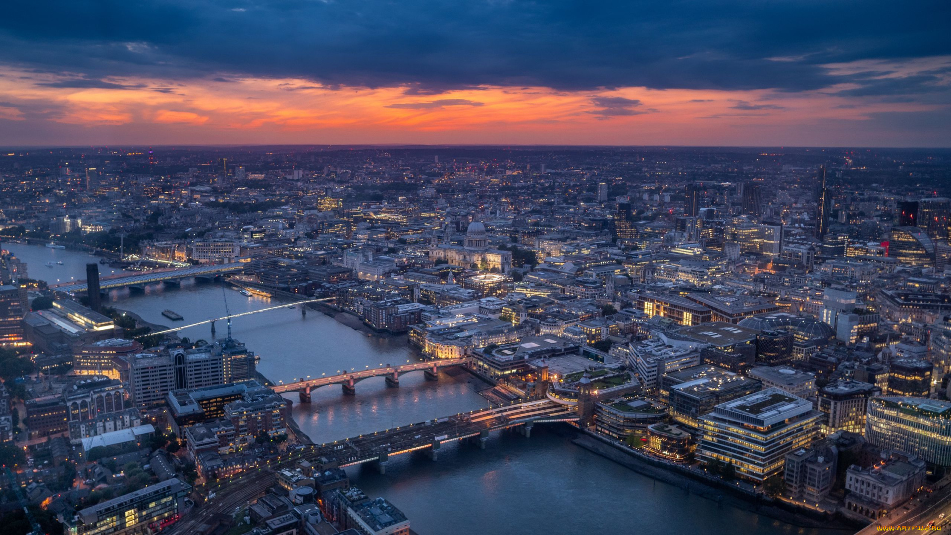 города, лондон, , великобритания, панорама